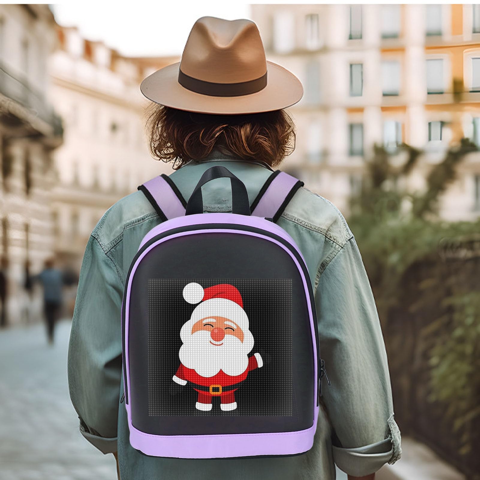Asixxsix LED-Rucksack, Laptop-Rucksack mit LED-Anzeige und App-Steuerung, DIY-Moderucksack mit Programmierbarem Bildschirm, Anpassbares Textanimationsbild, 10,2 X 4,7 X 11,8 Zoll,