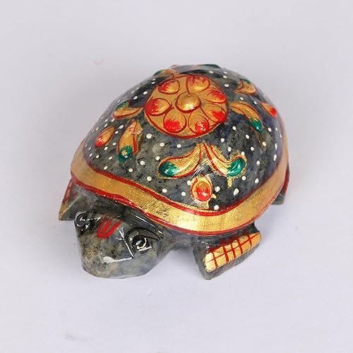 GEMHUB Estatua de piedra de tortuga de zafiro azul natural de 441.45 ct para decoración del hogar