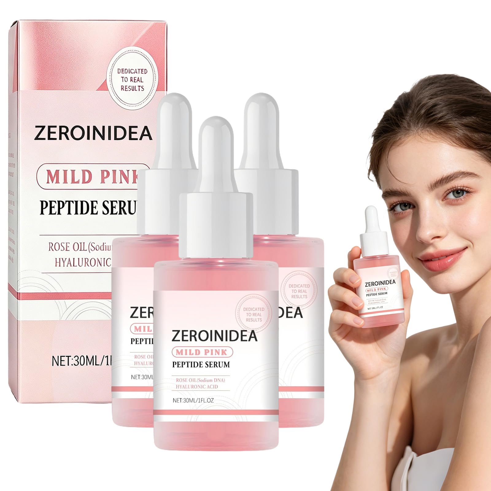 3PCS Serum Coreano Original,Pink Peptide Serum con PDRN,niacinamida y péptidos,Cuidado Antiedad con tratamiento hidratante y humectante, mejora el tono desigual de la piel,Para Todo Tipo de Piel (3PC, 30ml)