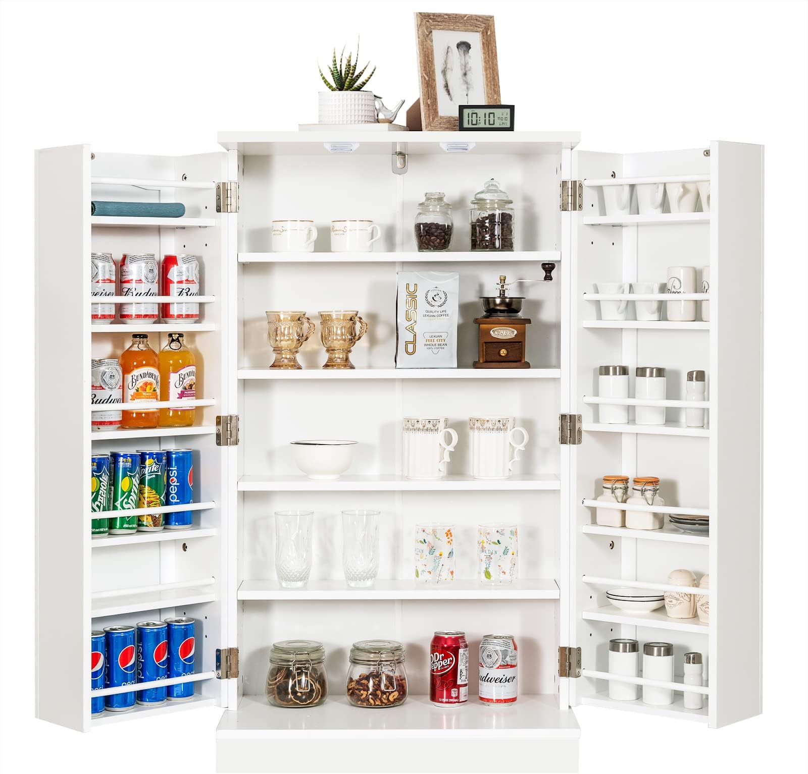 COSTWAY Sideboard Weiß – Küchenschrank Mit Glas Produktbild-Vorschau 1