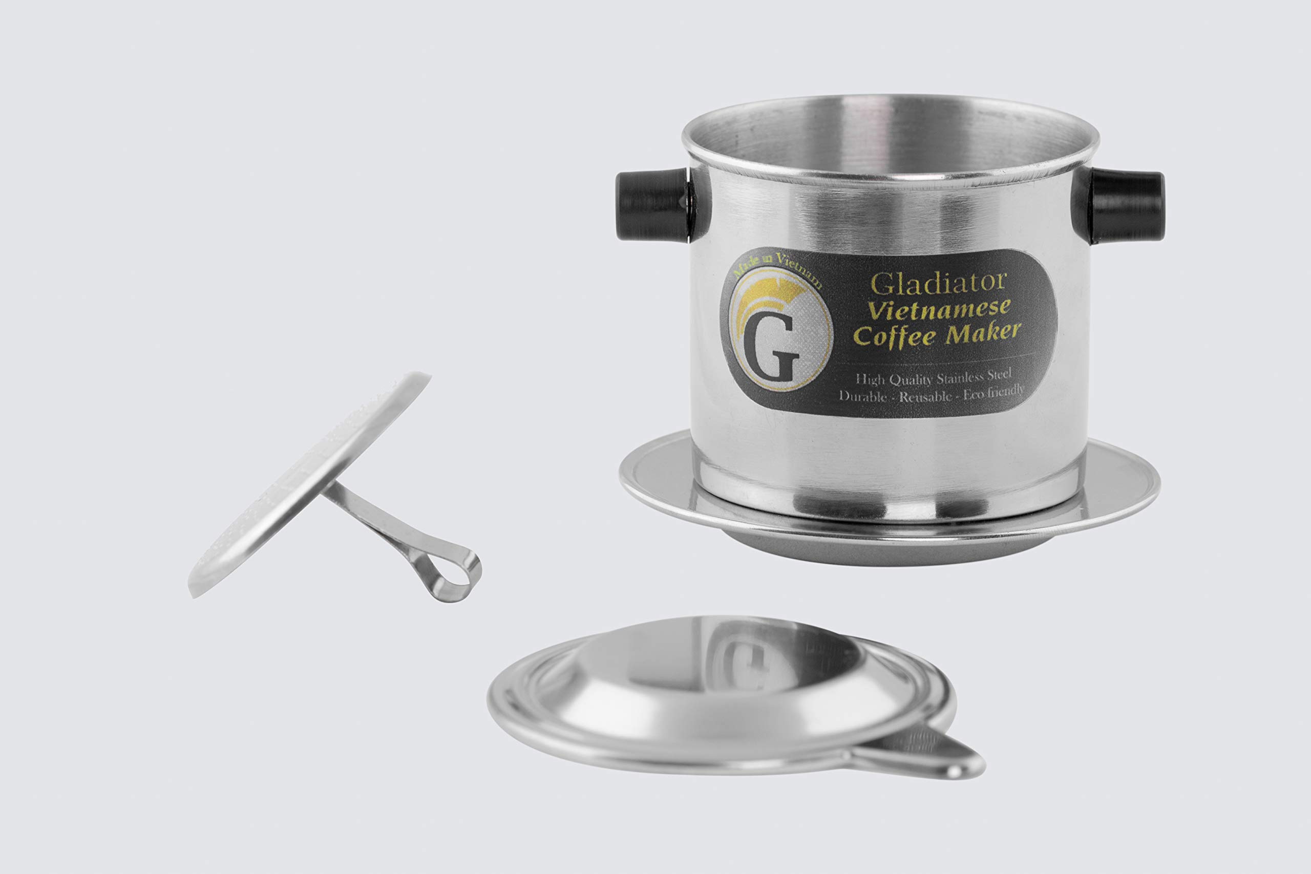 Vietnamese Coffee Maker Filter Set | French Press Style Coffee Filters | Pour Over Coffee Dripper | Portable Coffee Makers | Reusable Coffee Press (Large 15oz)