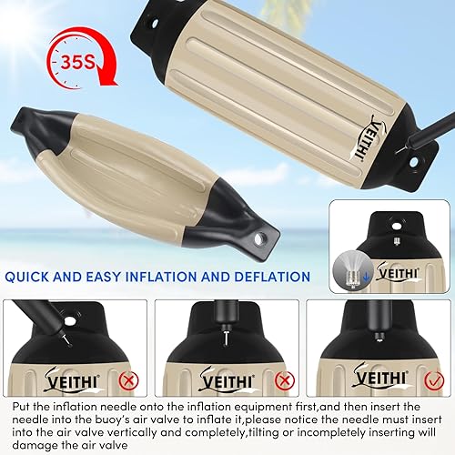 Miniatura 4 de Paquete de 4 guardabarros de barco, parachoques de vinilo acanalado de ojos gemelos para barcos, parachoques de barco para acoplamiento, vienen con