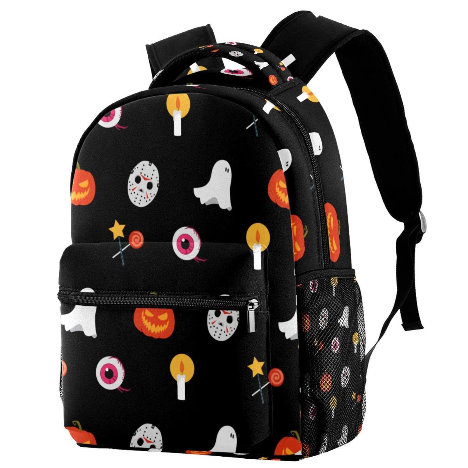 Sac à dos voyage avec porte-bouteille et motif citrouille d'Halloween taille Medium
