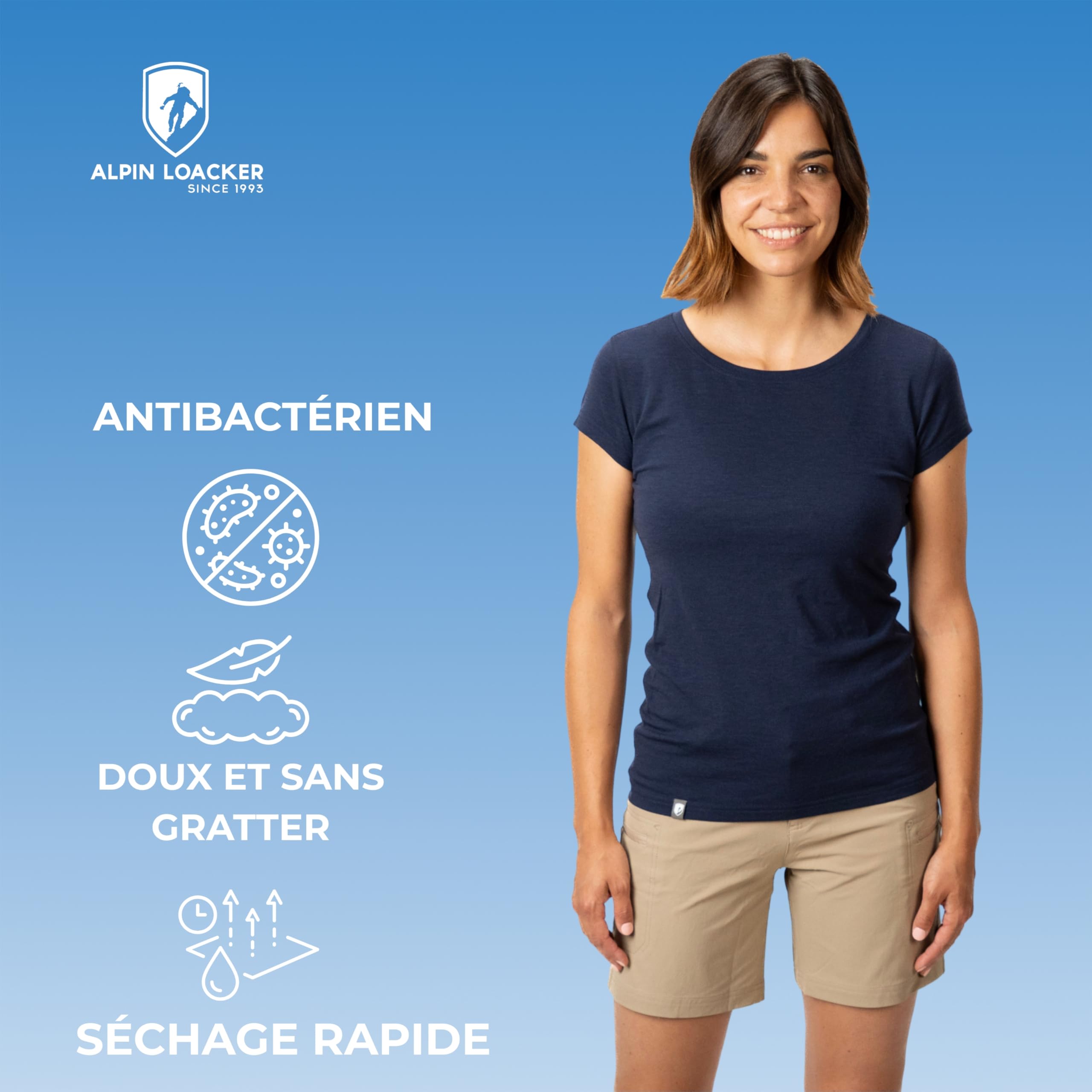 ALPIN LOACKER T-Shirt Donna in Lana Merino - Maglietta Termica a Manica Corta per Sport e Outdoor