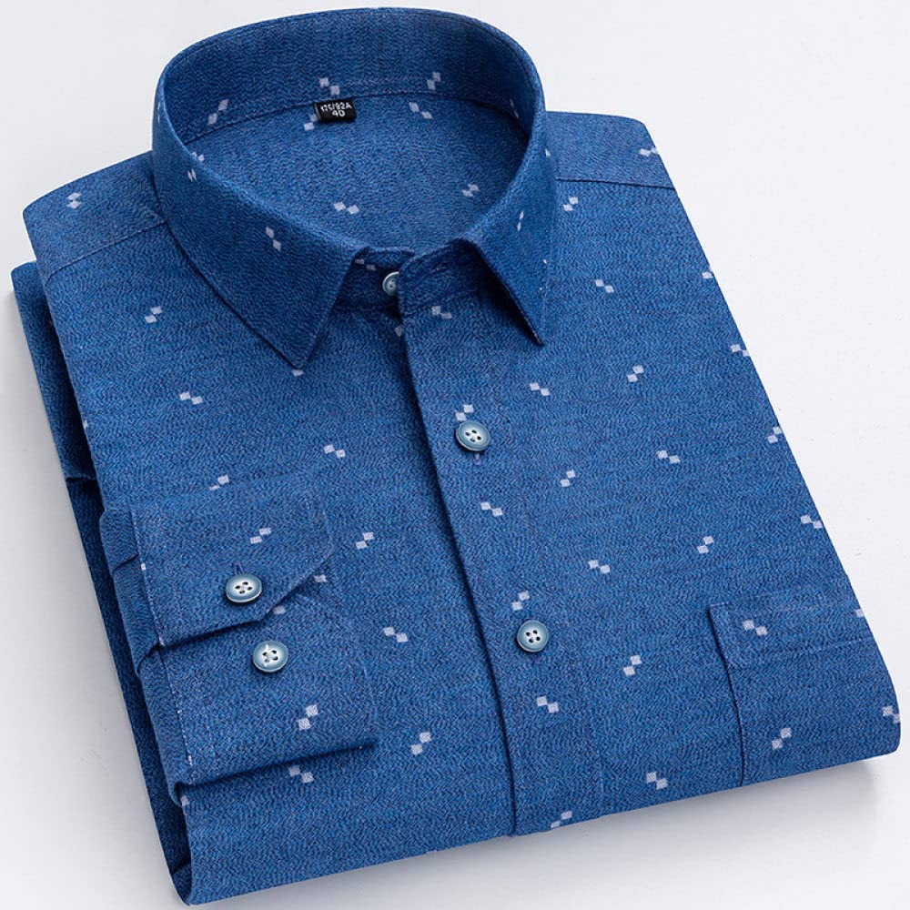 HGJH Freizeithemden Für Herren, Herren Langarm Flanellhemd Thermohemd Einfarbig Tiefblau Hemd Herren Holzfäller Bequem Karierte Hemdjacke Lässiges Arbeitshemd Für Herren Jungen