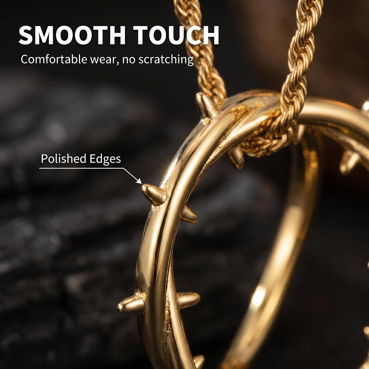 Men's Thorn Crown Pendant Necklace, 18K Gold/Silver Plated, Premium Brass 5A Zircon, 24 Inch Twist Chain, Fashion Hip Hop Jewelry, Gift for Him