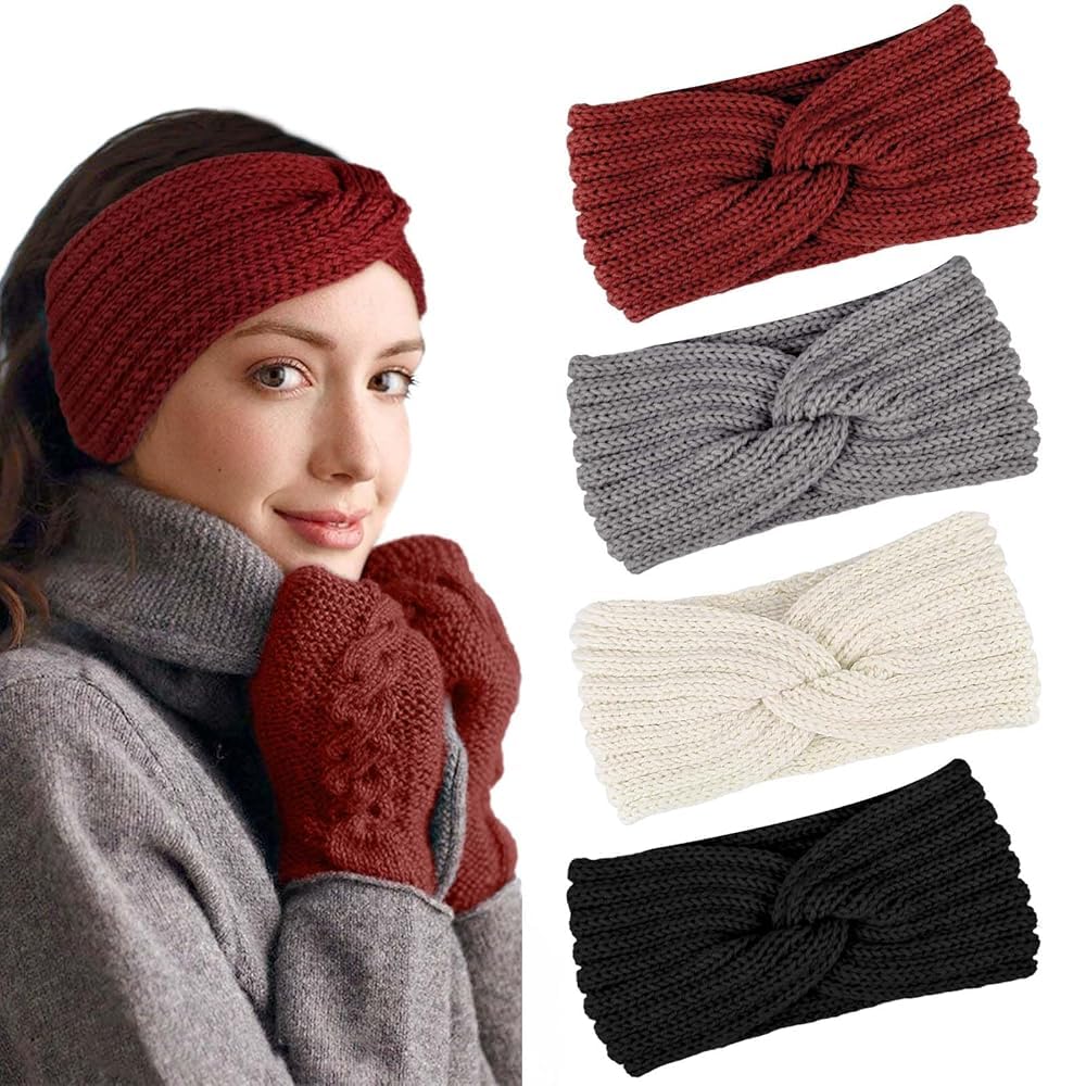 Winter Headbands for Women's Hair, Ear Muffs Women Girls Crochet Knitted Headband Comfy Soft Ear Warmers Ear Covering Head Bands Adult Women Winter Gifts