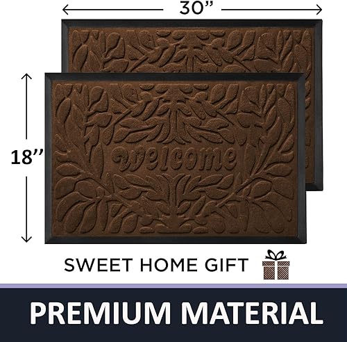Miniatura 3 de Paquete de 2 tapetes para puerta delantera para entrada al aire libre, 30 x 18 pulgadas, tapetes resistentes para puerta de entrada exterior, tapete