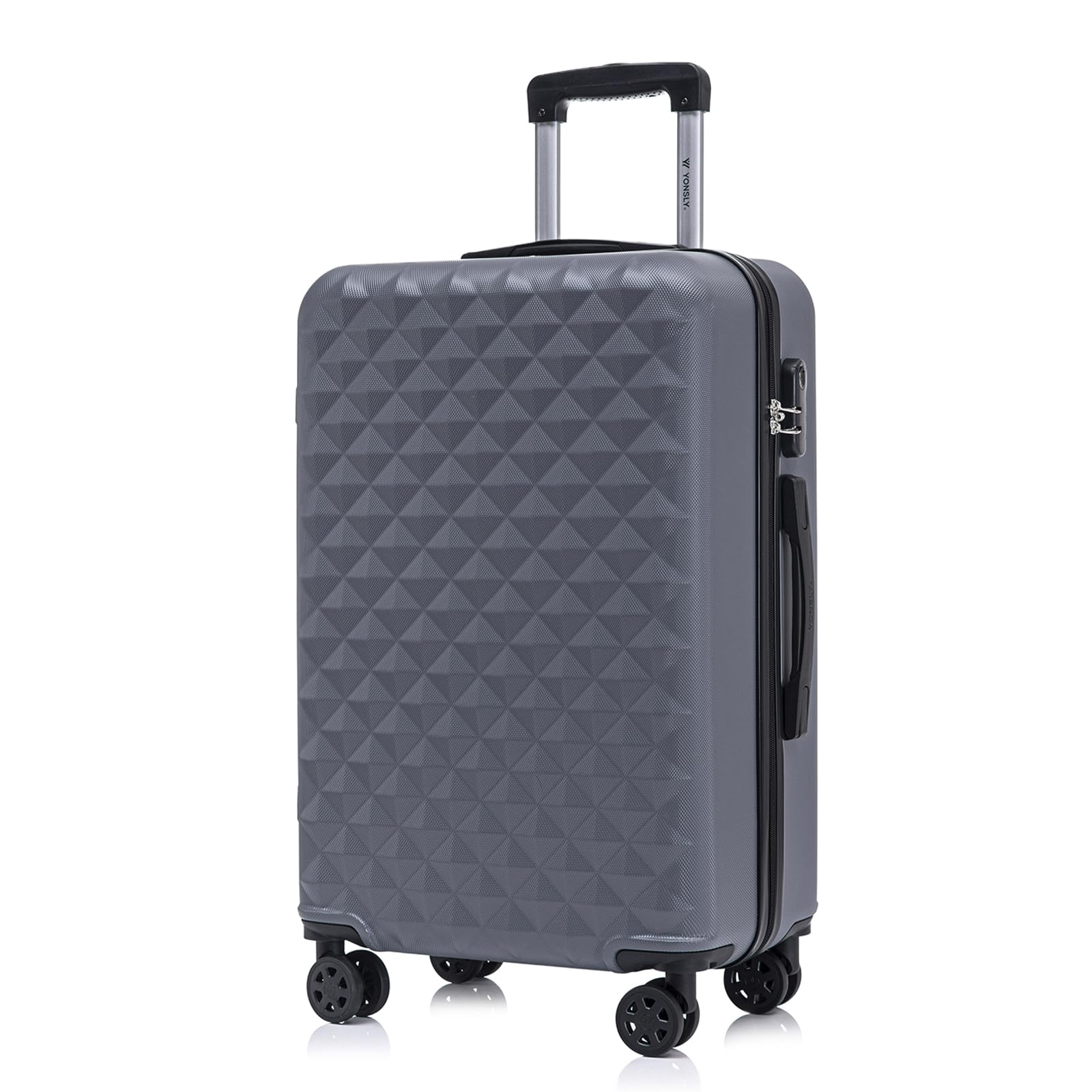 YONSLY Trolley Koffer Set, Reisekoffer, Rollkoffer Handgepäck, Kabinkoffer Suitcase, Gepäckset mit 360° Rollen, Hartschalenreisekoffer, Zahlenschloss, Gummigriff