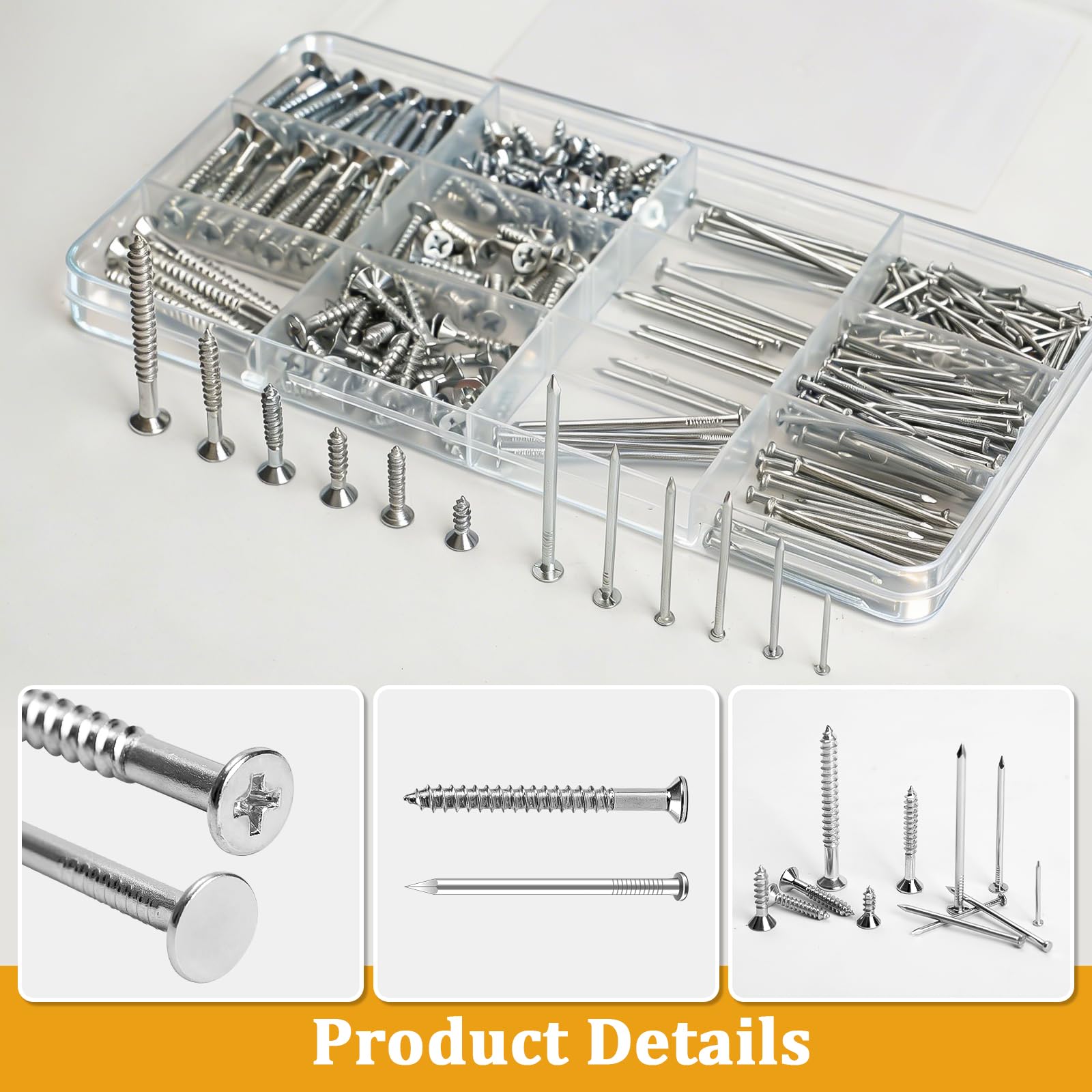 KURUI Picture Hanging Nails & Screws - 350 Piece Kit -4