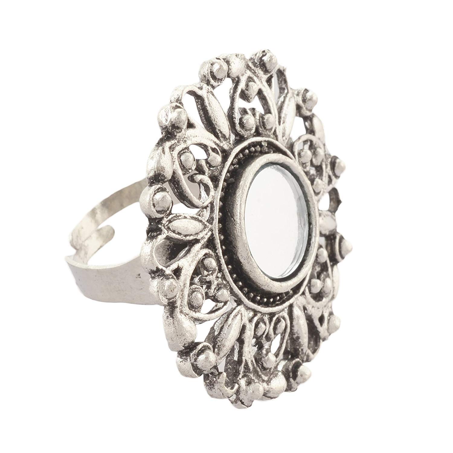 Zukhruf Tribal Collection German Silver and Mirror Ring for Women & Girls, Gold (B07PMZ5G74) Amazon Price History, Amazon Price Tracker
