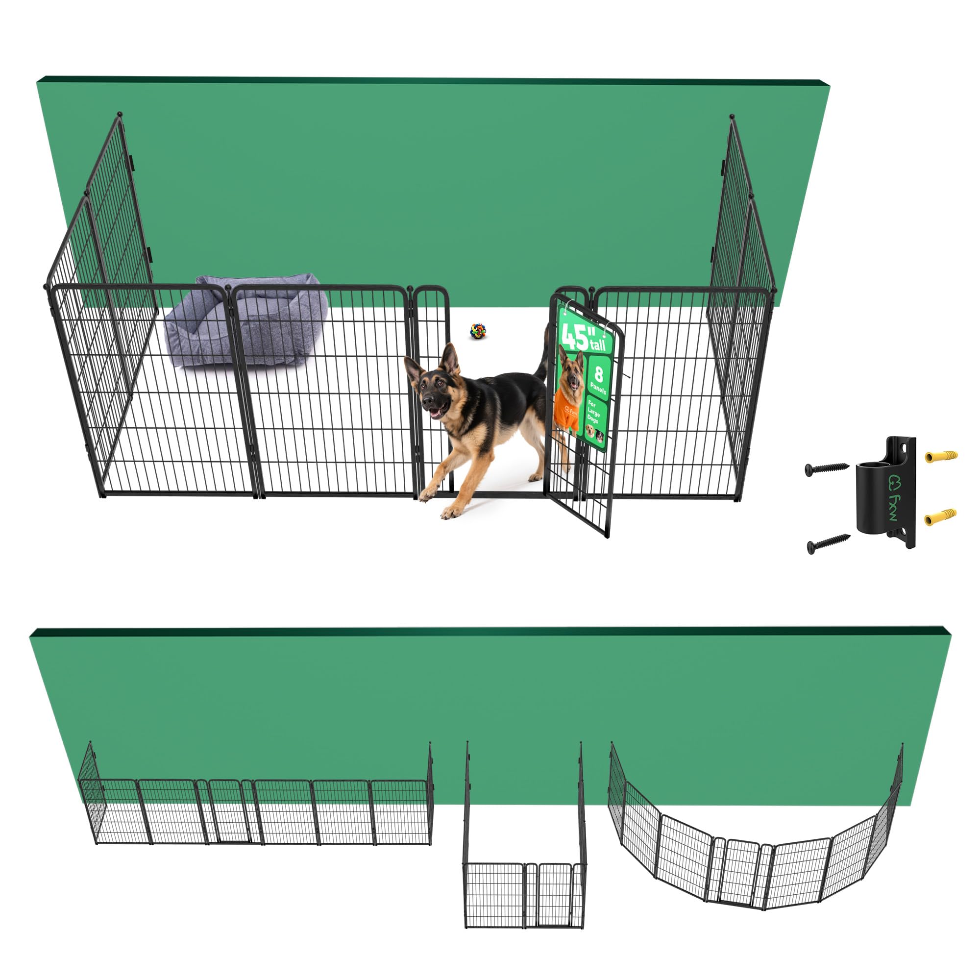 FXW Homeplus Indoor Dog Playpen with Fence-to-Wall Anchors, 45" H, 8 Panels