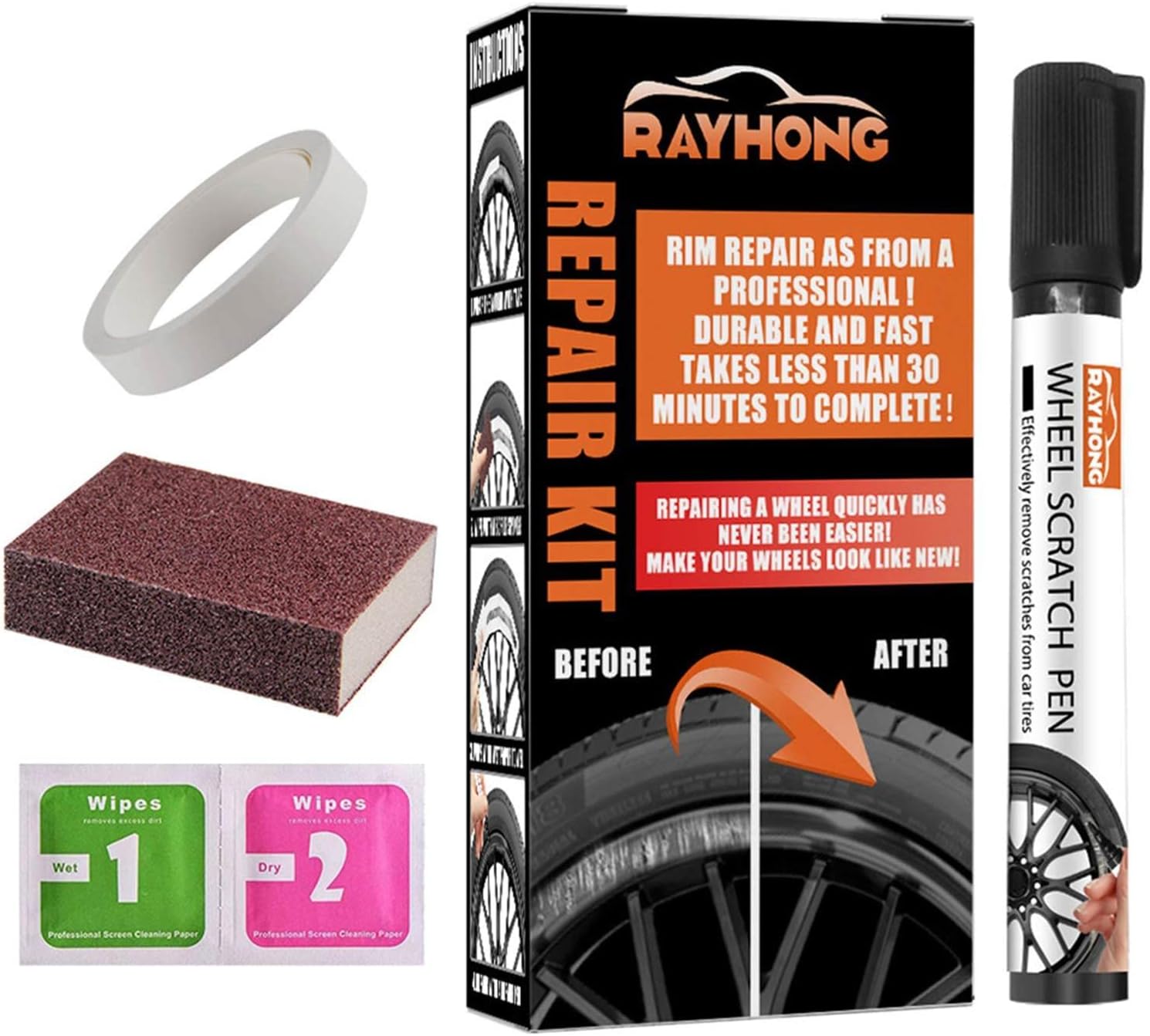 5 Pcs Scratch and Swirl Remover, Rim Scratch Repair, Car Rim Repair Kit