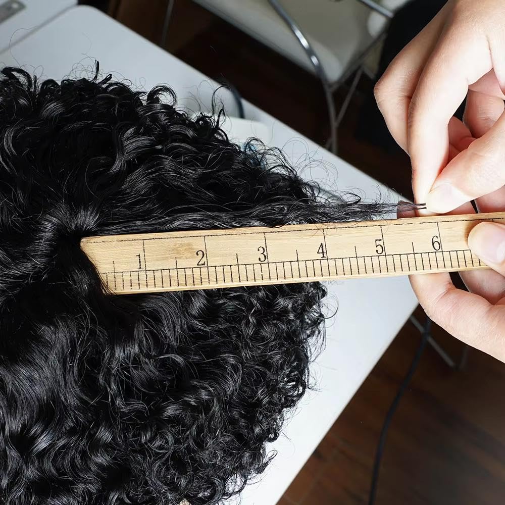 Haarpflege 6 Zoll Kurze Lockige Perücke Aus 100% Echthaar Ohne Kleber Für Damen | Braun