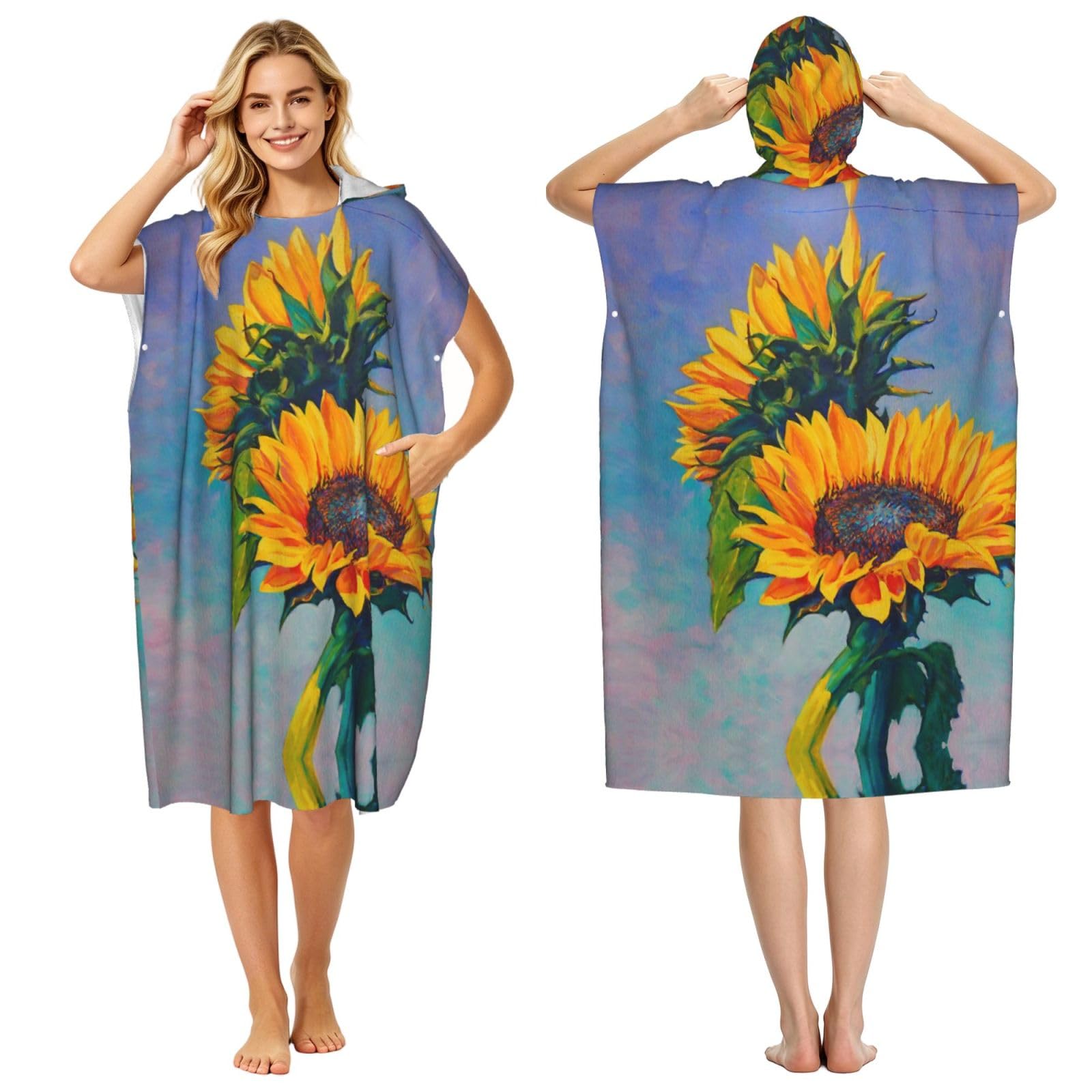 Peignoir à capuche séchage rapide piscine plage poncho adulte femmes hommes