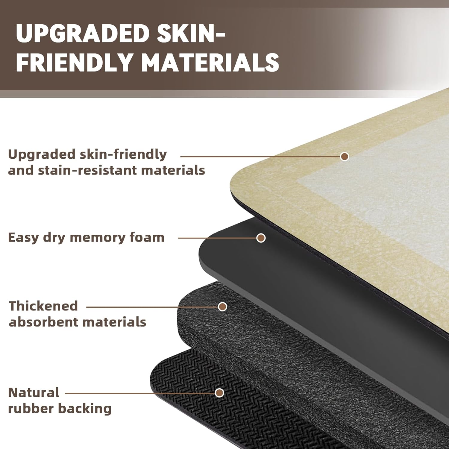 Diatomaceous Earth Bath Mat Super Absorbent Quick Dry Diatomite Stone Bath Mat Non Slip Shower Mat Thin Bathroom Mat Fit Under Door, Bathroom Floor Mat for in Front of Bathtub Showe,15.7"x23.6", Beige - Image 6