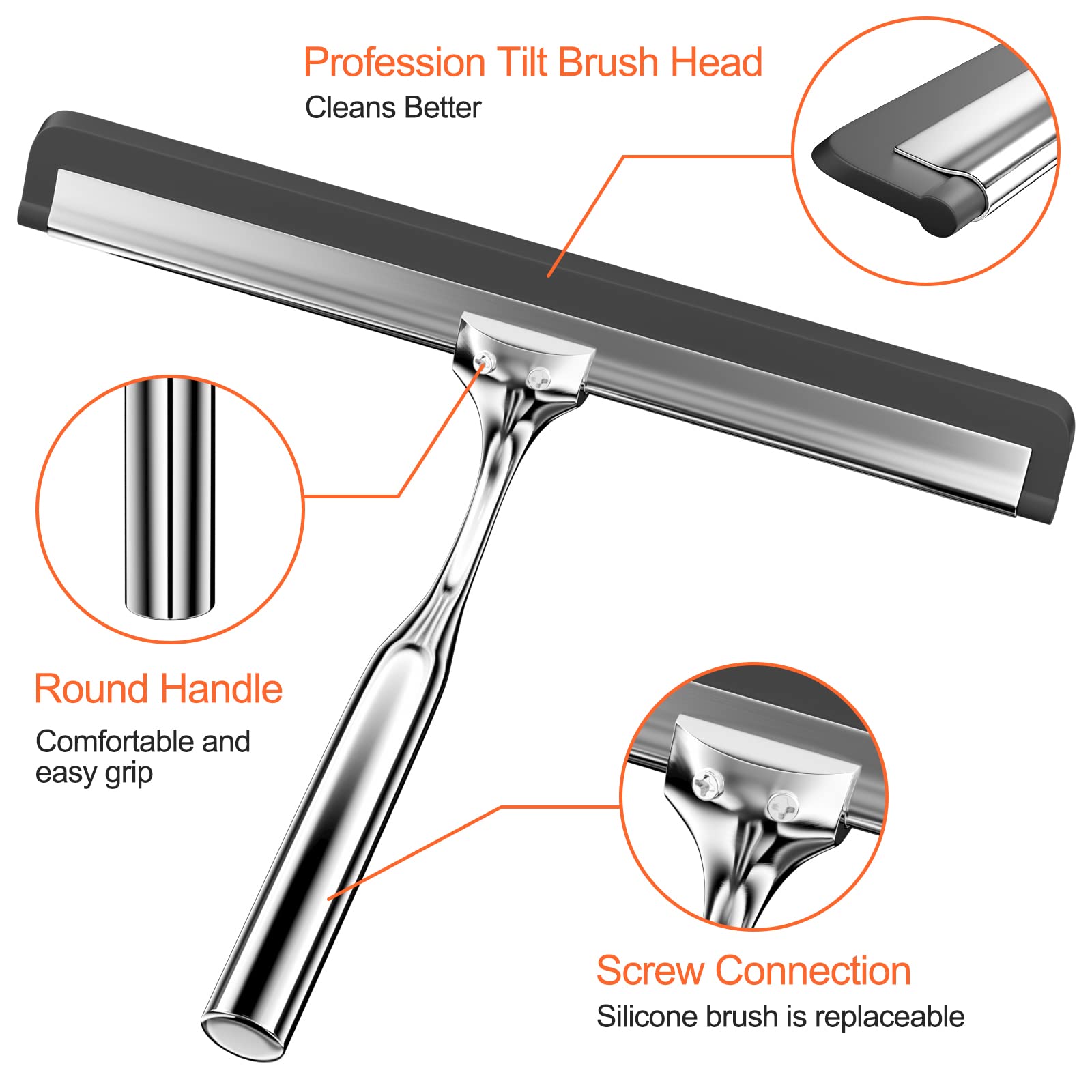 mDesign Raclette de Douche en Acier Inoxydable - Raclette Douche