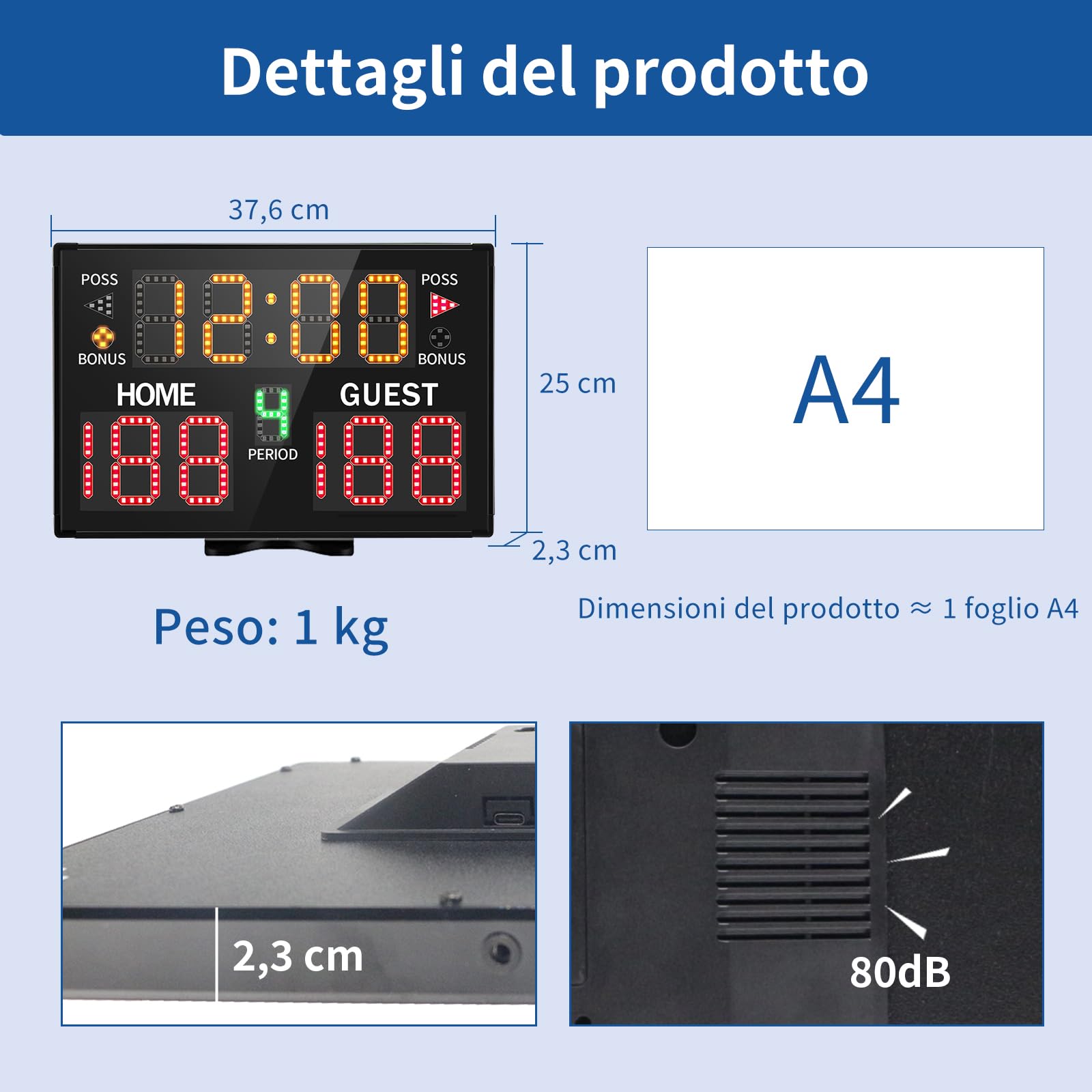 LUCKY TIME Tabellone segnapunti elettronico di pallacanestro con cicalino, tabellone segnapunti digitale alimentato a batteria con telecomando, segnapunti portatile utilizzato per pallacanestro