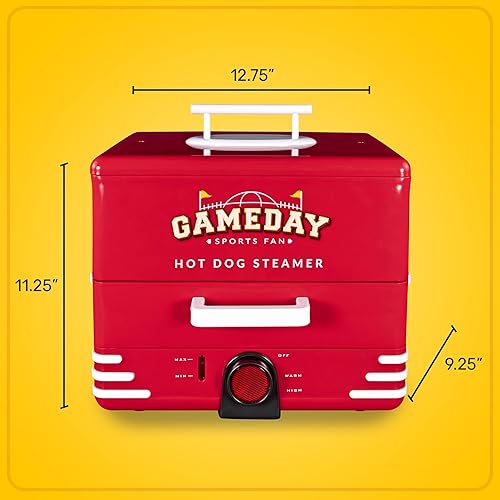 Miniatura 16 de Nostalgia Oscar Mayer - Vaporizador y calentador de bollos para perros calientes estilo diner, capacidad para 8 perros calientes y 4 bollos