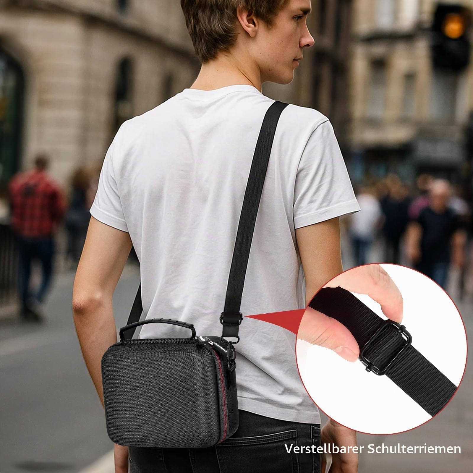 casmilee Kameratasche für Sony Alpha ZV-E10 Alpha a6400/ a6700/ a6100/ a6000/ a6600/ a6500 spiegellose Digitalkamera, harte Reisetasche mit Schultergurt für Objektiv & Zubehör (Schwarz, Medium)