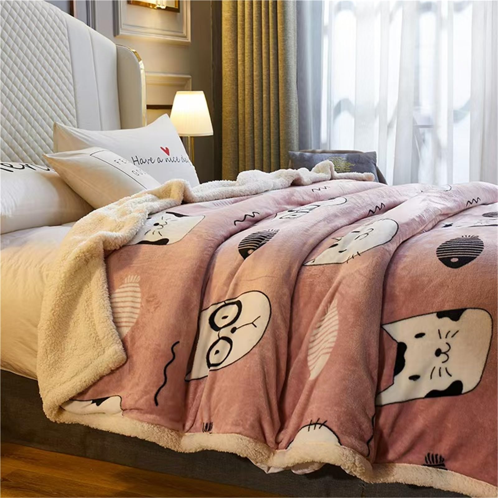 Thickened Anti-Static Nap Blankets, Silky Soft Warm Fleece Plush Blanket,Double-Layer and Machine Washable Cashmere Quilts,Warm Mattresses(Color11,150x200cm)