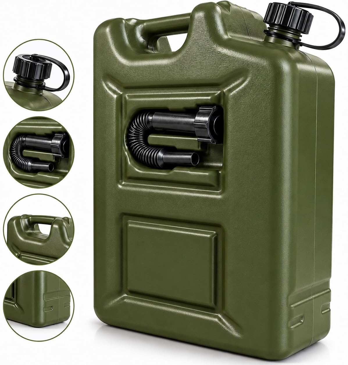 6x Benzinkanister 20L OLIVGRÜN Kunststoff Dieselkanister Reservekanister Kraftstoffkanister 20 Liter Kanister Wasserkanister für Benzin Diesel Wasser AdBlue, 20-Liter-Kanister Ausgießer Petrol Can, A