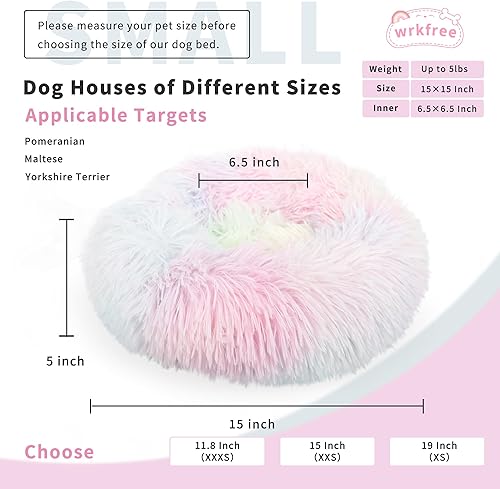 Miniatura 2 de Cama mullida para perros tamaño extra pequeña, lavable, relajante para perros pequeños, cama para perros pequeños de 15 pulgadas, cama redonda