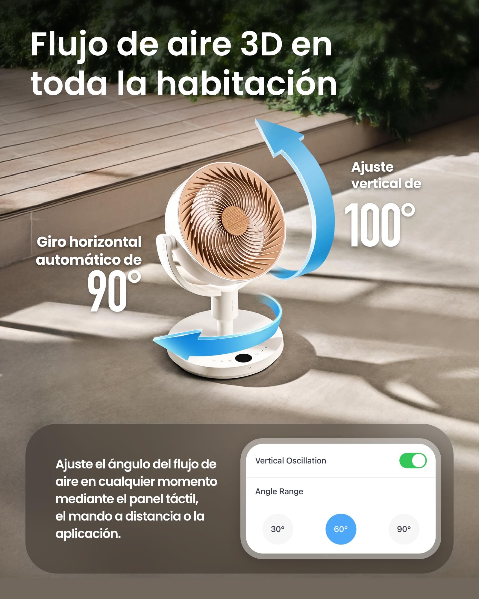 SwitchBot Ventilador Circulador de Pie con luces RGB, ultrasilencioso de 22 dB con mando a distancia, hub Matter, caudal de 9,15 m³/min, altura ajustable, 4 modos, 9 velocidades, temporizador de 9 h