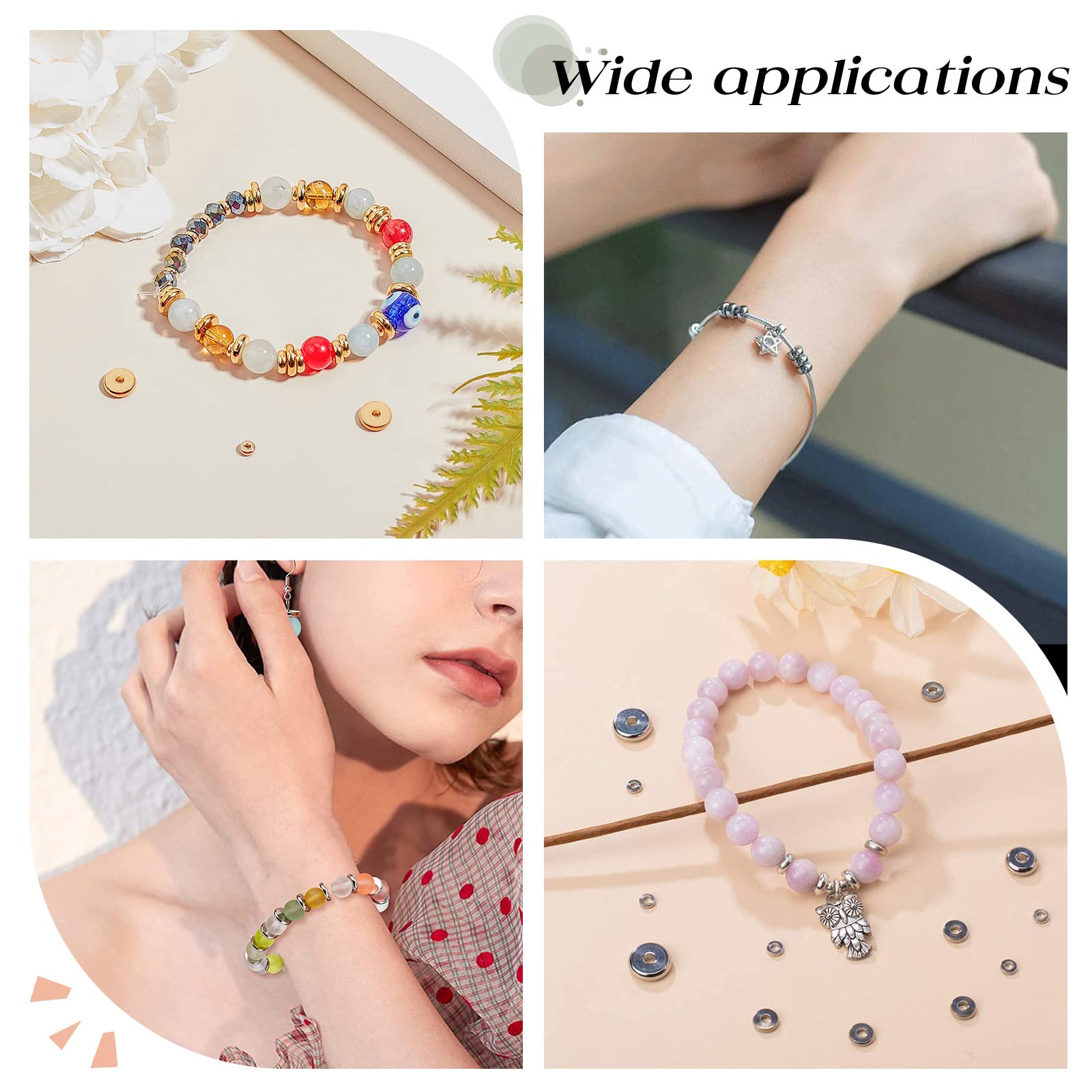 UNICRAFTALE 1000 pz 2mm 304 Perline Distanziali in Acciaio Inossidabile Perline Sfuse Rotonde Dorate Perlina A Crimpare in Metallo Piccola Perlina Rondelle Vuota Liscia per Braccialetti Fai da Te