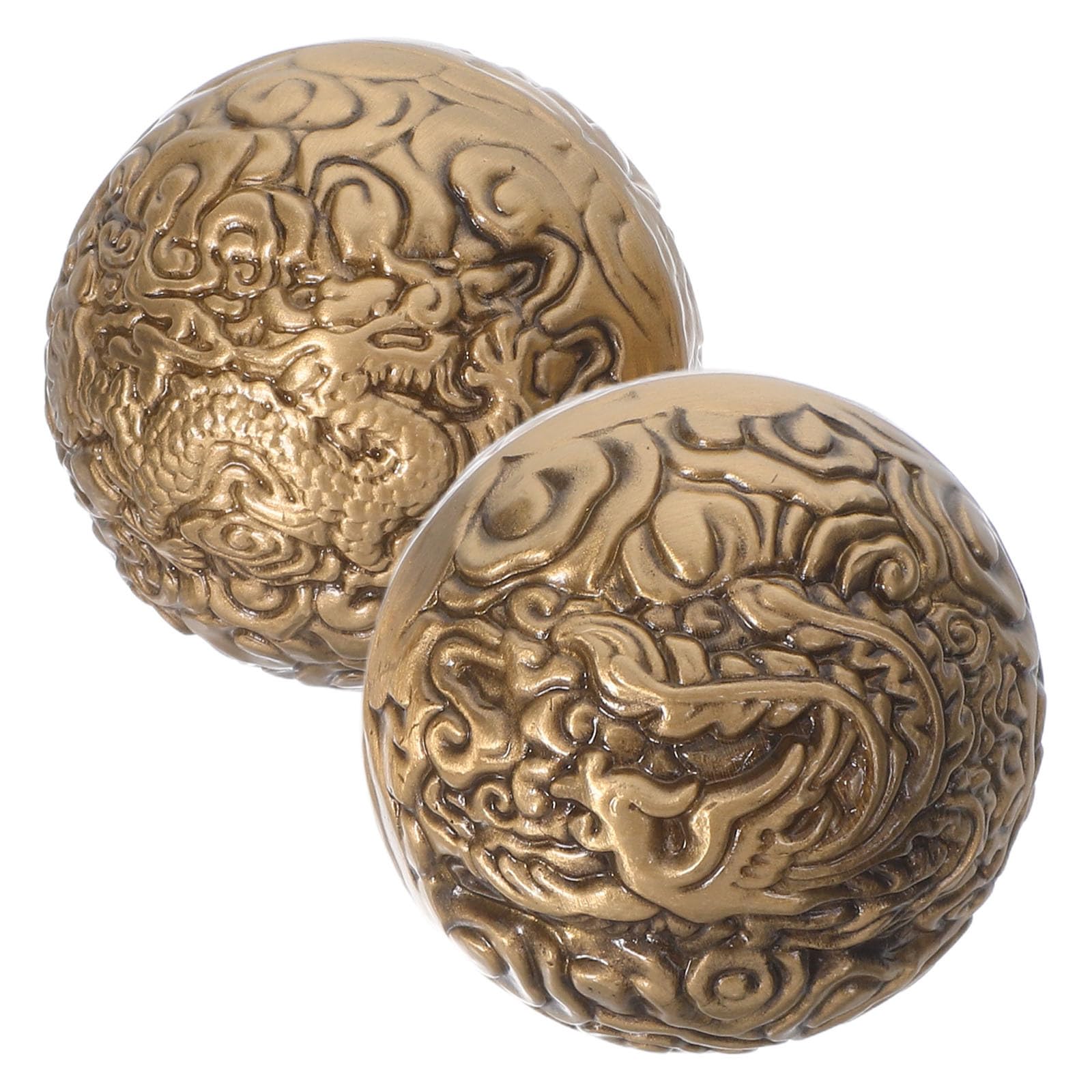 2 Piezas Pelota de Ejercicios Manos de Latón Dorado, Diseño Vintage de Dragón y Fénix, Compacta y Suave, 500g, Adecuado para Relajación en Oficina
