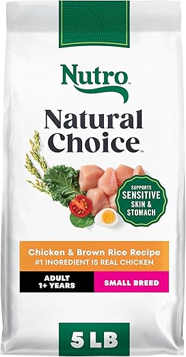 NUTRO NATURAL CHOICE Small Breed Adult Dry Dog Food, Chicken & Brown Rice Recipe Dog Kibble, 5 lb. Bag