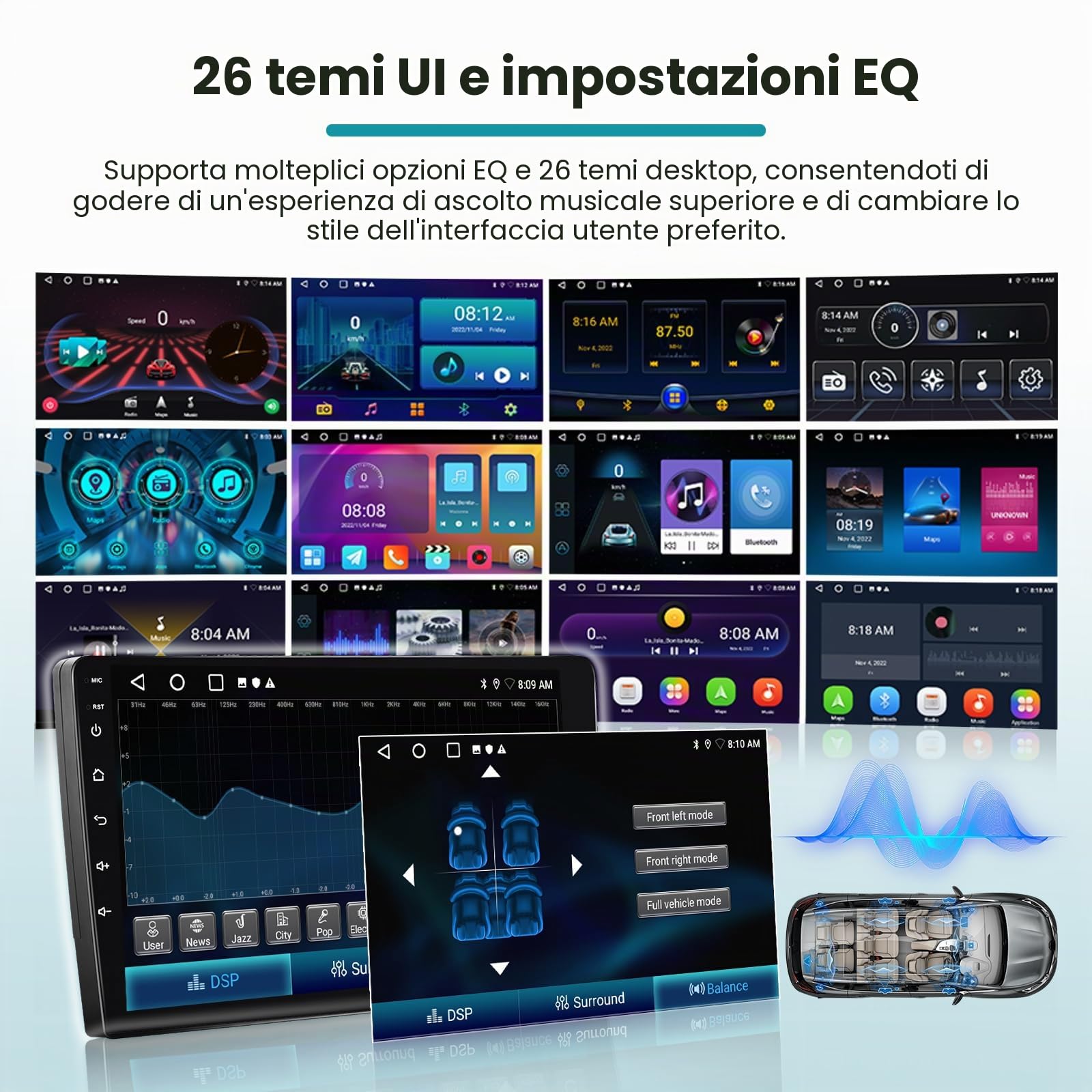 Roinvou 2+64G Schermo Radio per Seat Ibiza 2009-2013 con Wireless CarPlay Android Auto, Android Autoradio 9 Pollici Stereo Auto con Wi-Fi GPS Bluetooth EQ FM/RDS SWC Telecamera Posteriore