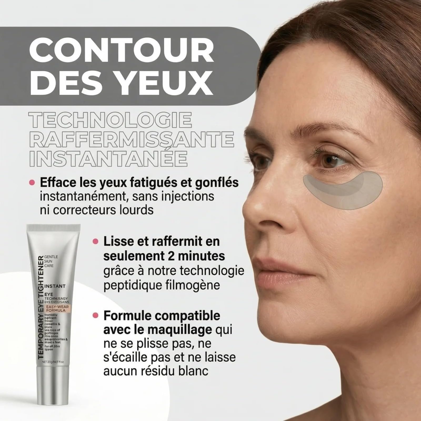 Lote de antiarrugas Instant Firm, para Ojos y Líneas Finas con 1 Cepillo | Reafirmante instantáneo contorno de ojos, atenúa bolsas, arruguitas y patas de gallo, fórmula ligera adecuada para todos