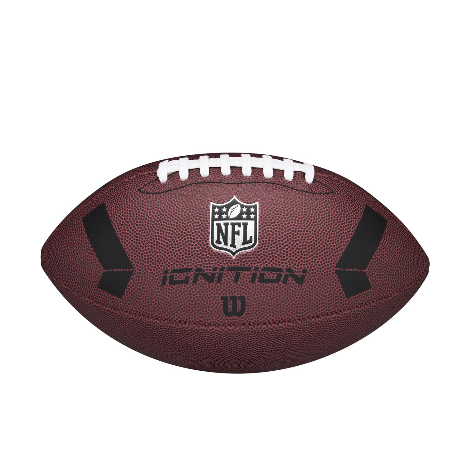 Wilson Balón de Fútbol Americano NFL Ignition, Hecho de Cuero Compuesto, Todo Tipo de Clima, Cordones Más Anchos y Logotipo de la NFL, Color Marrón, Tamaño Juvenil