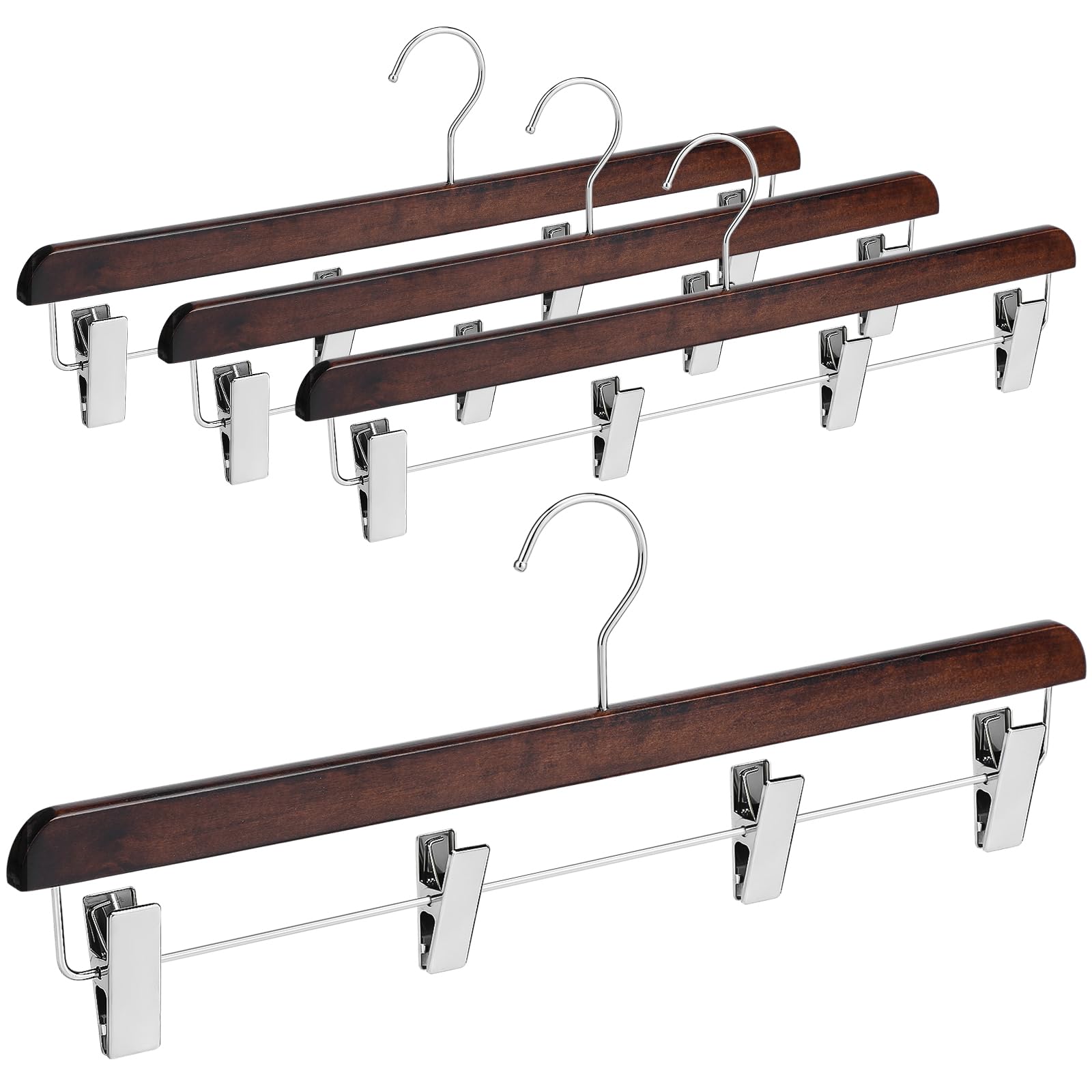 DoubleFill 4 Pcs Kilt Hanger 20 Inches Wooden Hangers with 4 Clips