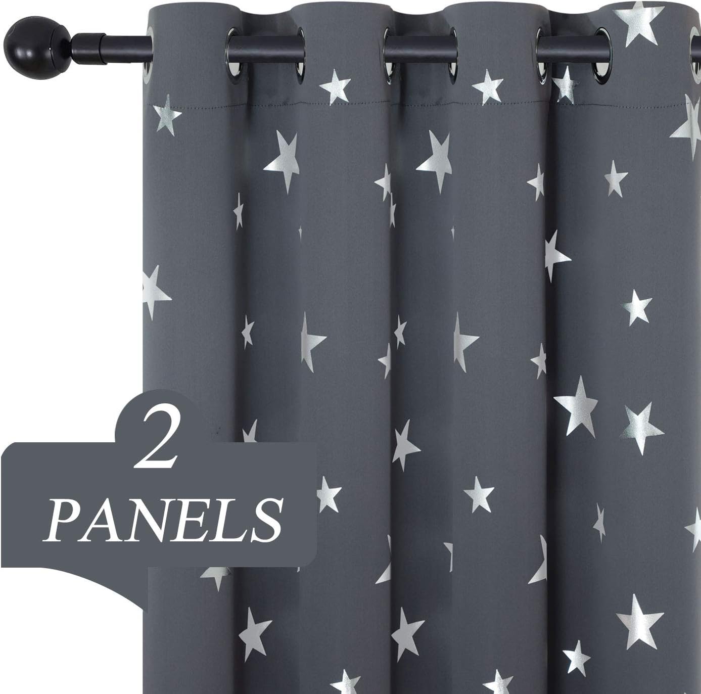 Estelar Textiler Silver Star Pattern Print Blackout