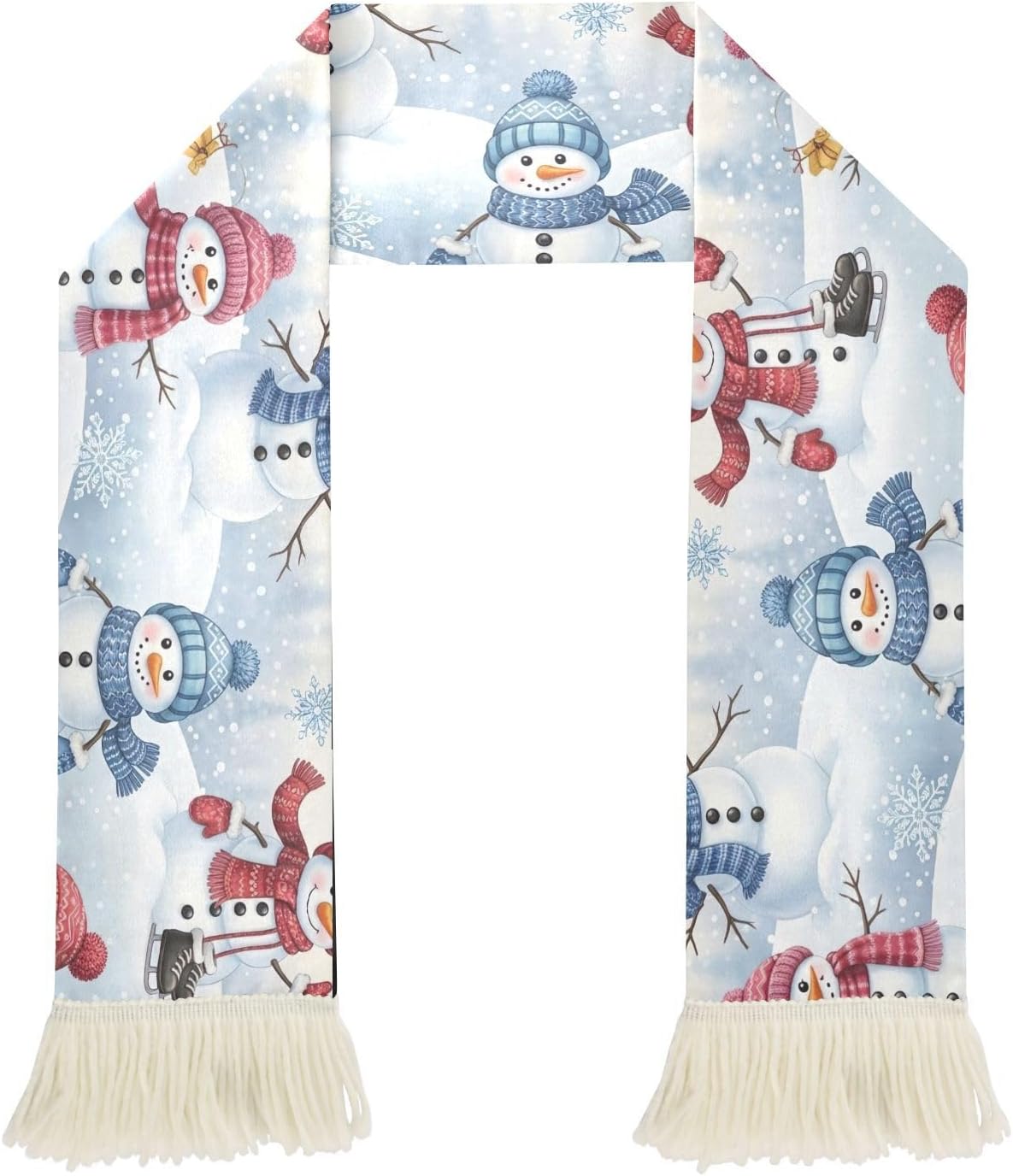 CHIFIGNO Snowmen Snowflakes Winter Sports Fan Scarf, Soft Polyester Soccer Scarf, Quick Dry Sweat Towel, Vibrant Print, Game Day Essential