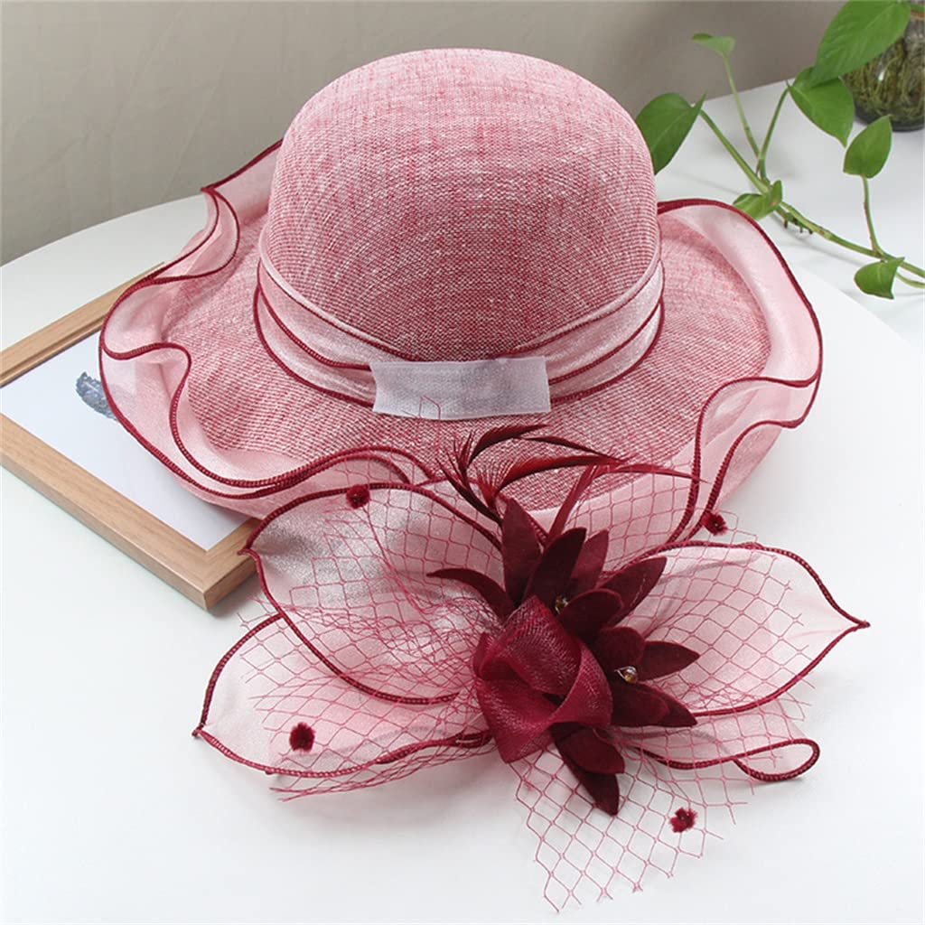 Cappello a Cilindro a Tesa Larga con Tesa Larga Cappello da Pescatore a Fiore Elegante da Donna Cappello da Sole per gita Estiva