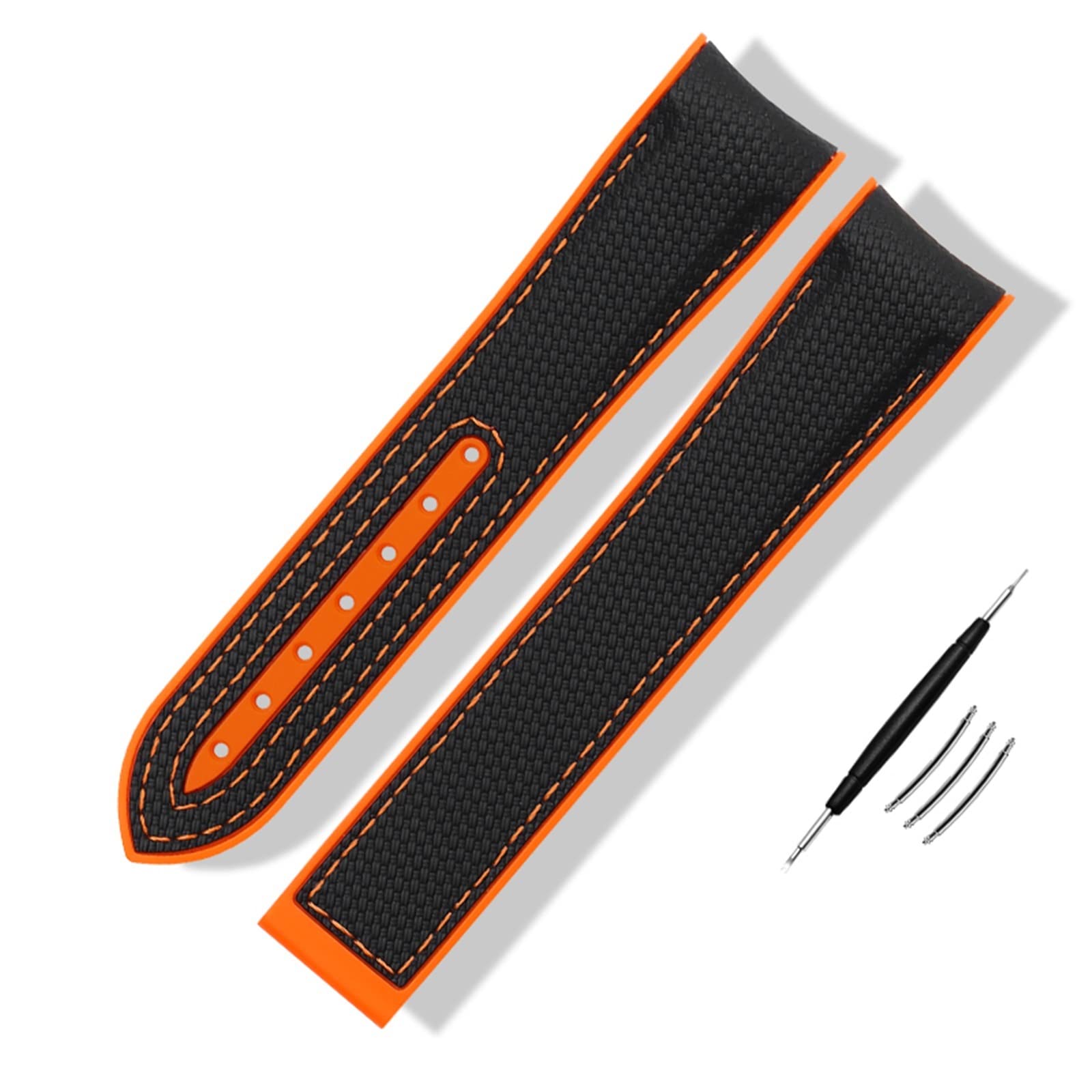 Nylonowy silikonowy pasek do zegarka do paska zegarka Omega 20mm 21mm 22mm silikonowy pasek do zegarka składane zapięcie zakrzywiony koniec pasek do zegarków na rękę z logo(BK-black BK,21mm)