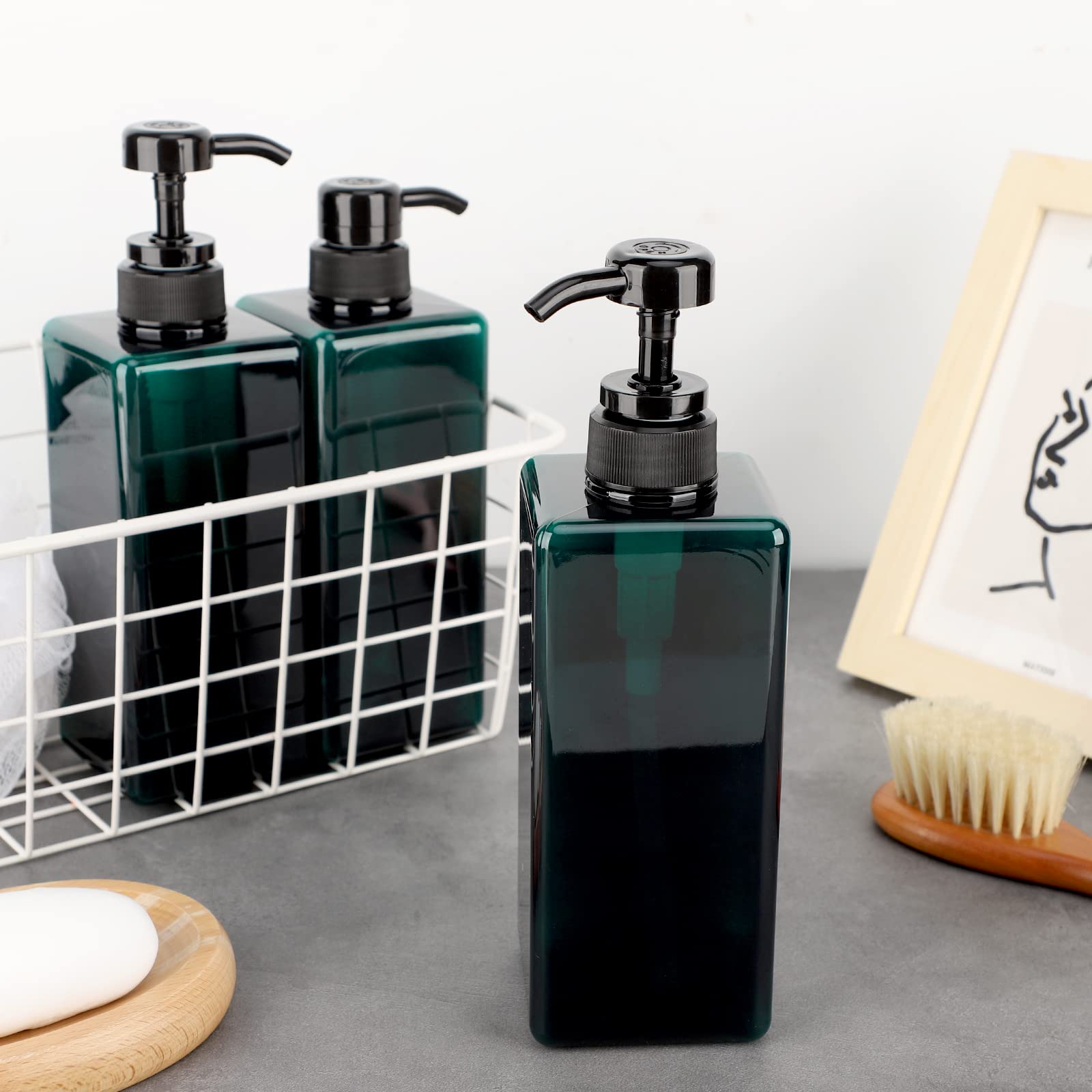 Suream Shampoo-Spender-Flasche – 650 ml, Kunststoff-Körperlotion-Flaschen mit Pumpe, 3 Packungen große Kapazität leere Behälter für Badezimmer, Dusche, Lotion, Flüssigseife, Handpflege, Massageöl