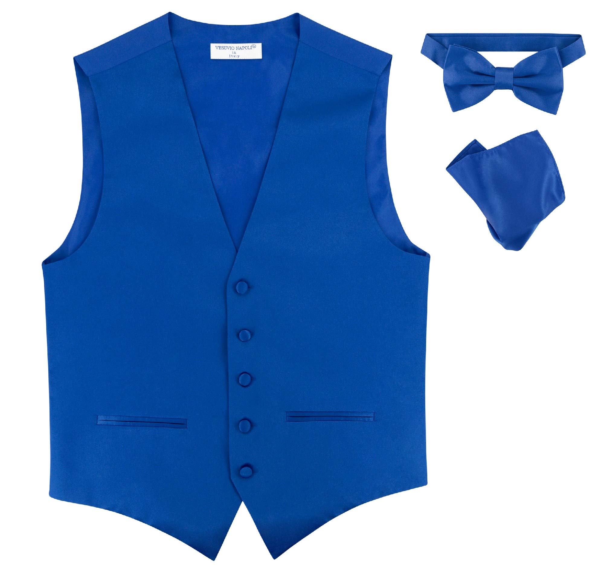 Mens SLIM FIT Dress Vest BowTie Solid Burgundy Color Bow Tie Handkerchief Set-image-35
