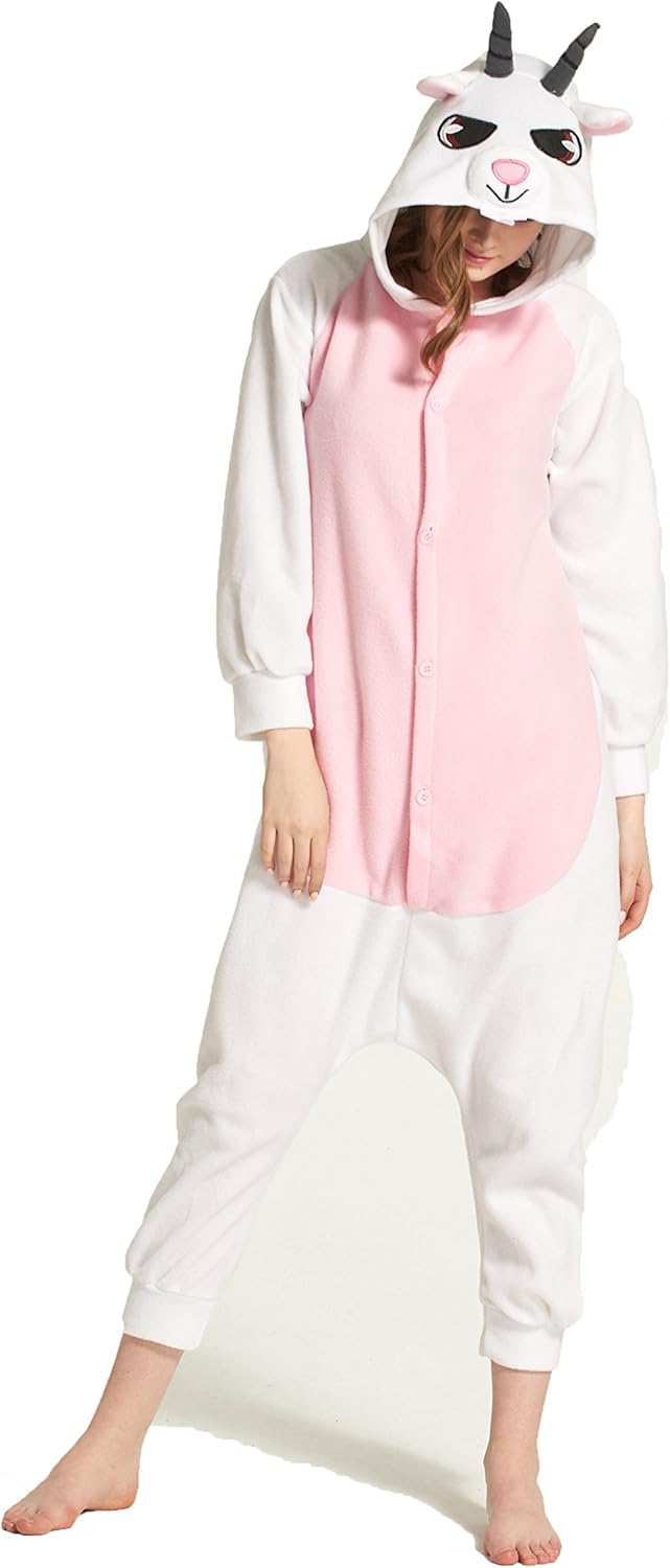 FUNCOS Novelty Halloween Costume Polar Fleece Animal Cosplay Goat Pajamas - Image 2