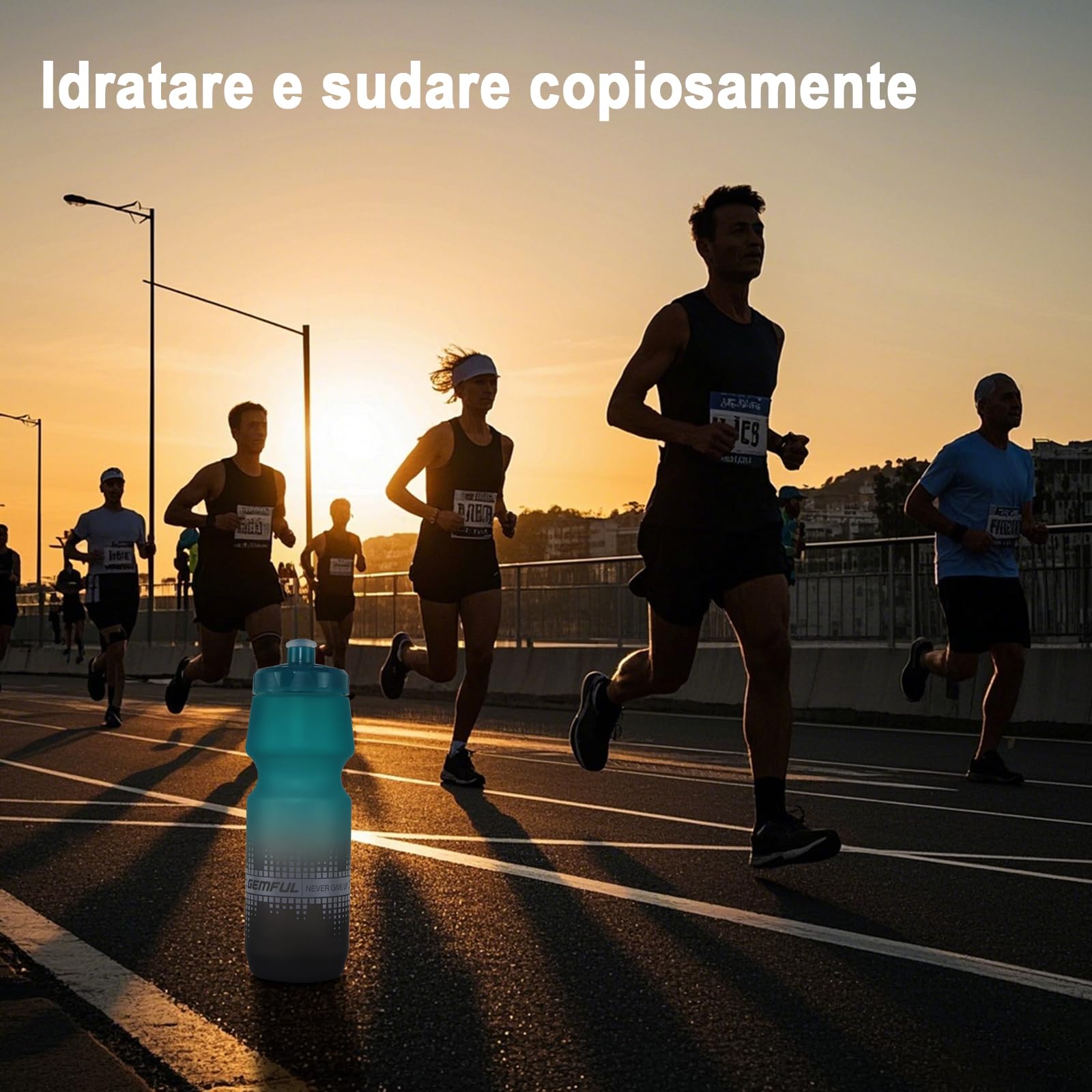 GEMFUL Borraccia Ciclismo, confezione da 2, 750 ml, a prova di perdite, senza BPA, perfetta per ciclismo, escursionismo e avventure all'aria aperta(Bianco e nero)