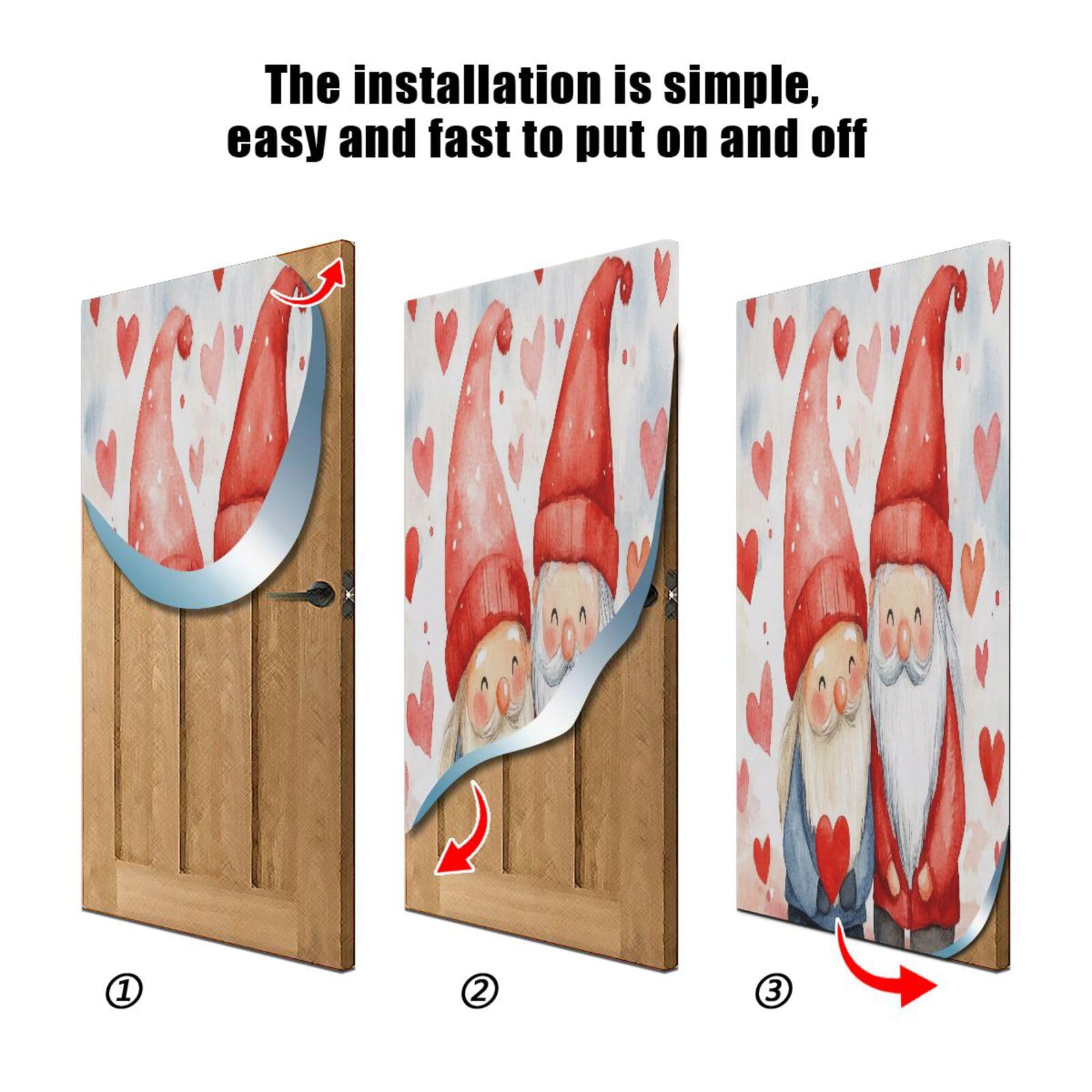 FLildon Valentines Gnomes Love Door Cover Decoration, Party Accessory Porch Decor for Festive Ornament Room Door Covers 32 x 79 Inch