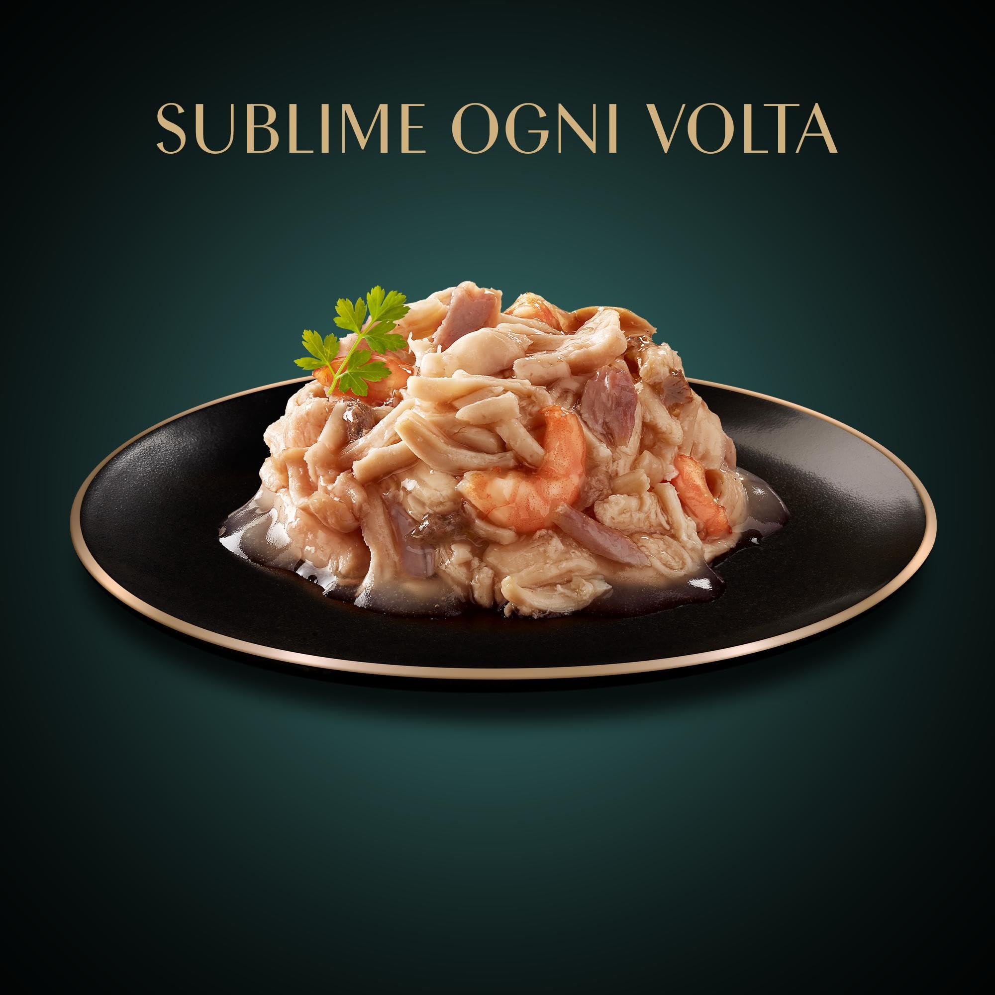 Cibo gatti adulti SHEBA Filets Pollo, Pesce Oceano, Gamberetti salsa, 32 Vaschette da 60g