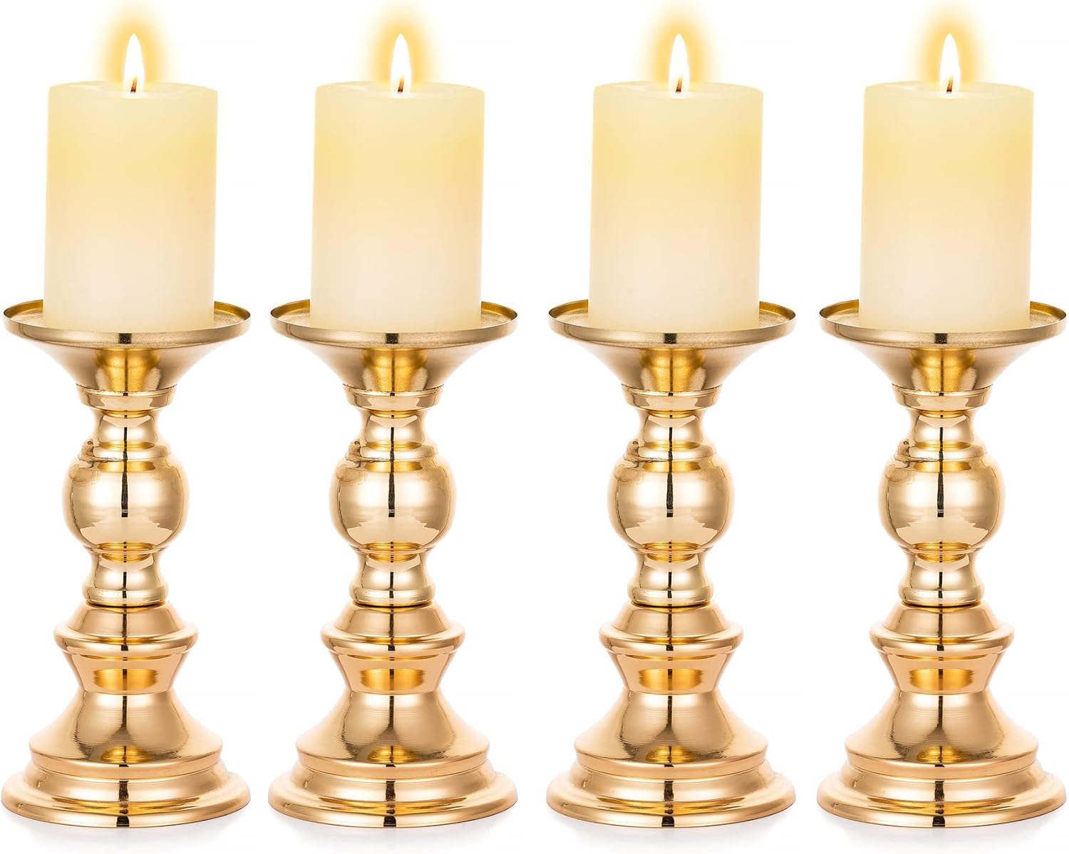 Romadedi Pillar Candle Holders Gold Candlestick Holder for