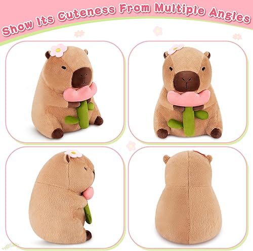 Miniatura 18 de Achwishap Capybara - Peluche de Capybara, peluche de Capybara, peluche Kawaii con sombrero de cumpleaños, regalo para cumpleaños de niños y adultos