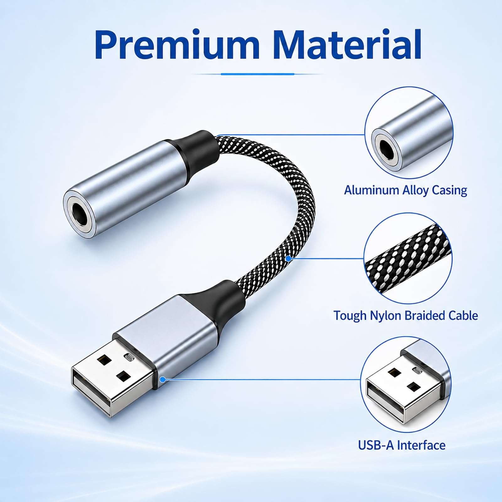 USB auf 3,5 mm Klinke Adapter, Externe USB Soundkarte Mikrofon Audioausgang USB A auf AUX TRRS Konverter Kopfhörer Headset Lautsprecher kompatibel PC Laptop Desktop PS4 PS5 Linux Mac OS Chromebook