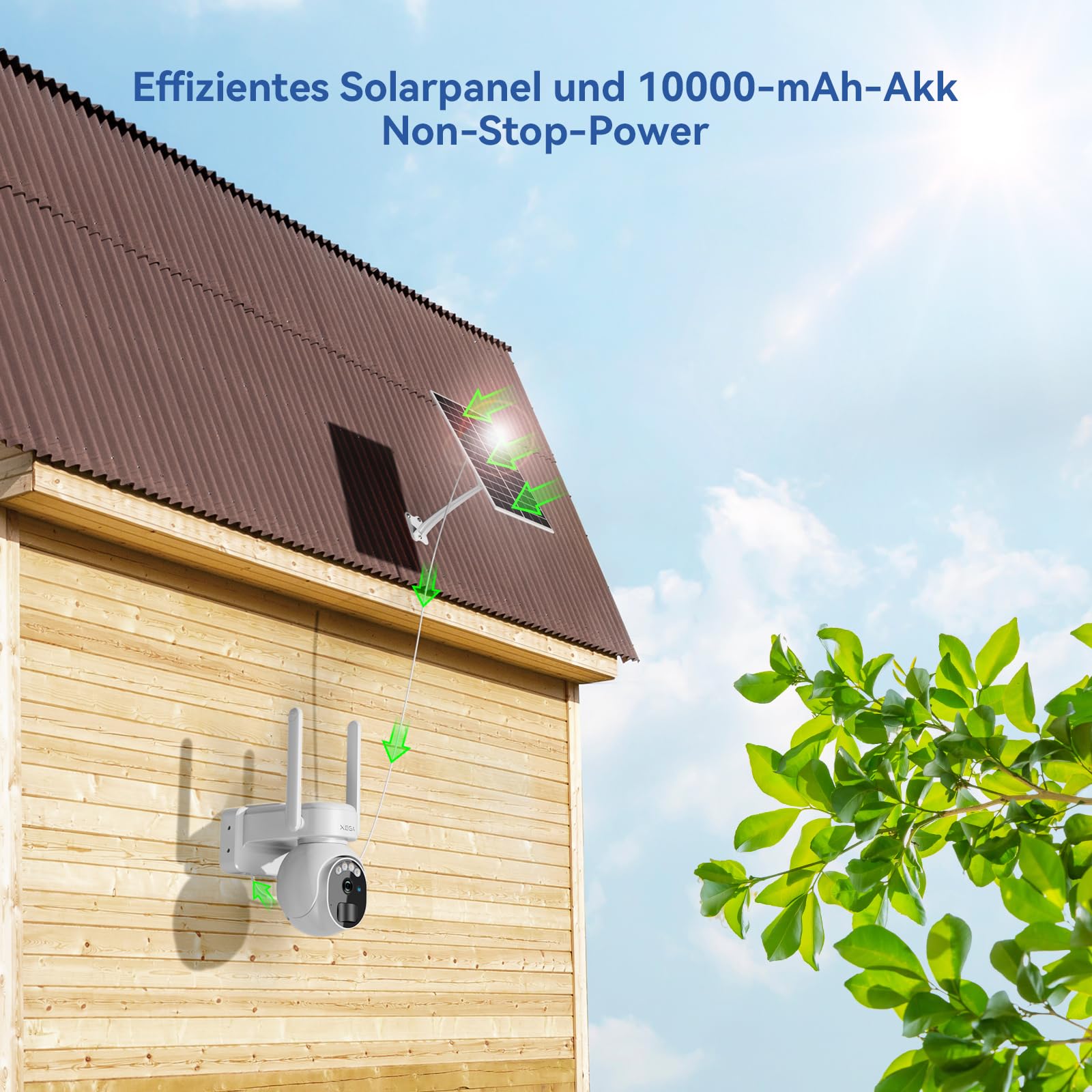 Xega 4G LTE Caméra Surveillance Solaire avec Carte Sim 2K HD Caméra Extérieure sans Fil inclinable à 355°/90° Caméra de Surveillance sans WiFi Vision Nocturne Détection de Mouvement IP66