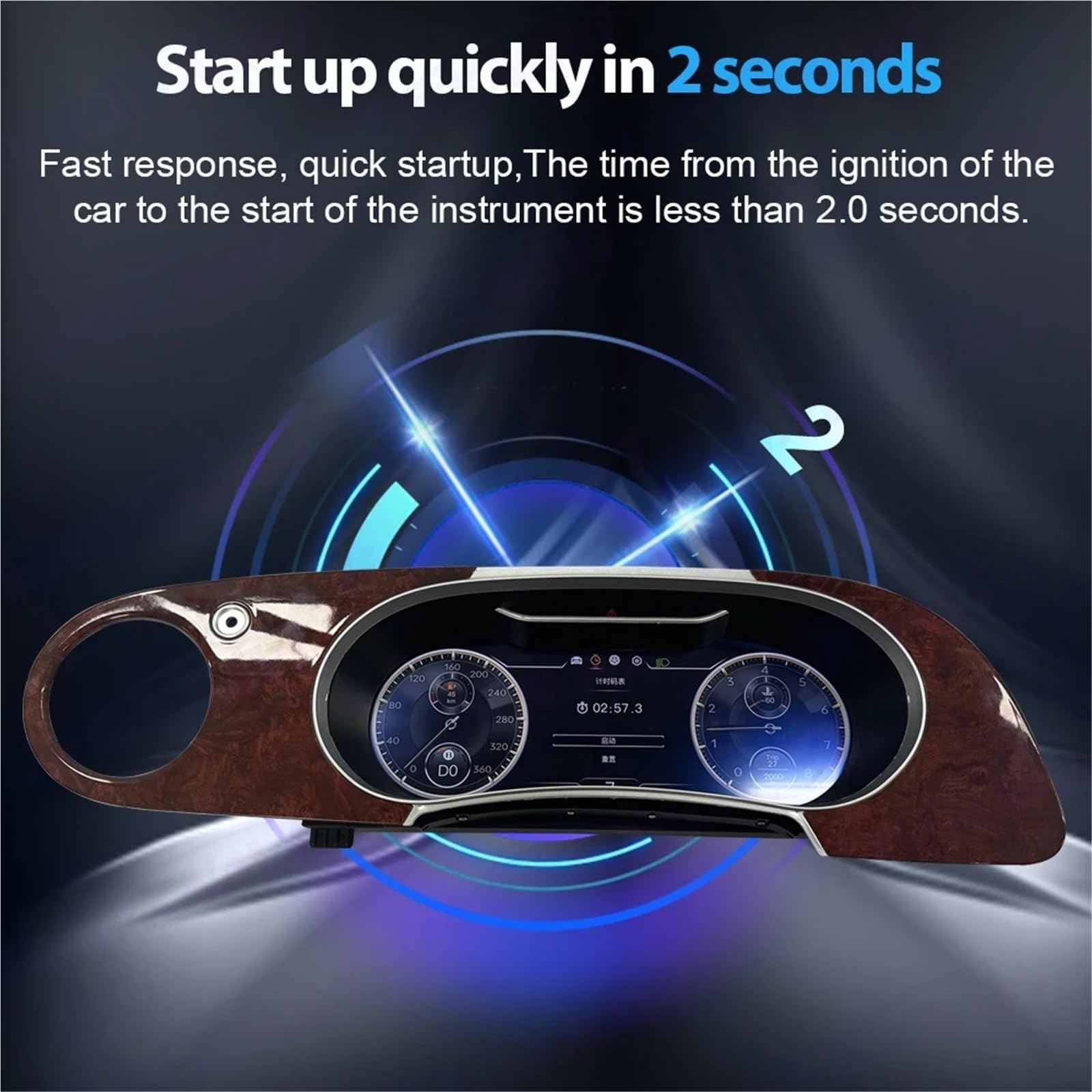 salpicadero del coche Panel de instrumentos digital LCD 12,3" compatible con Bentley Flying Spur Continental GT (2005-2019) Tacómetro